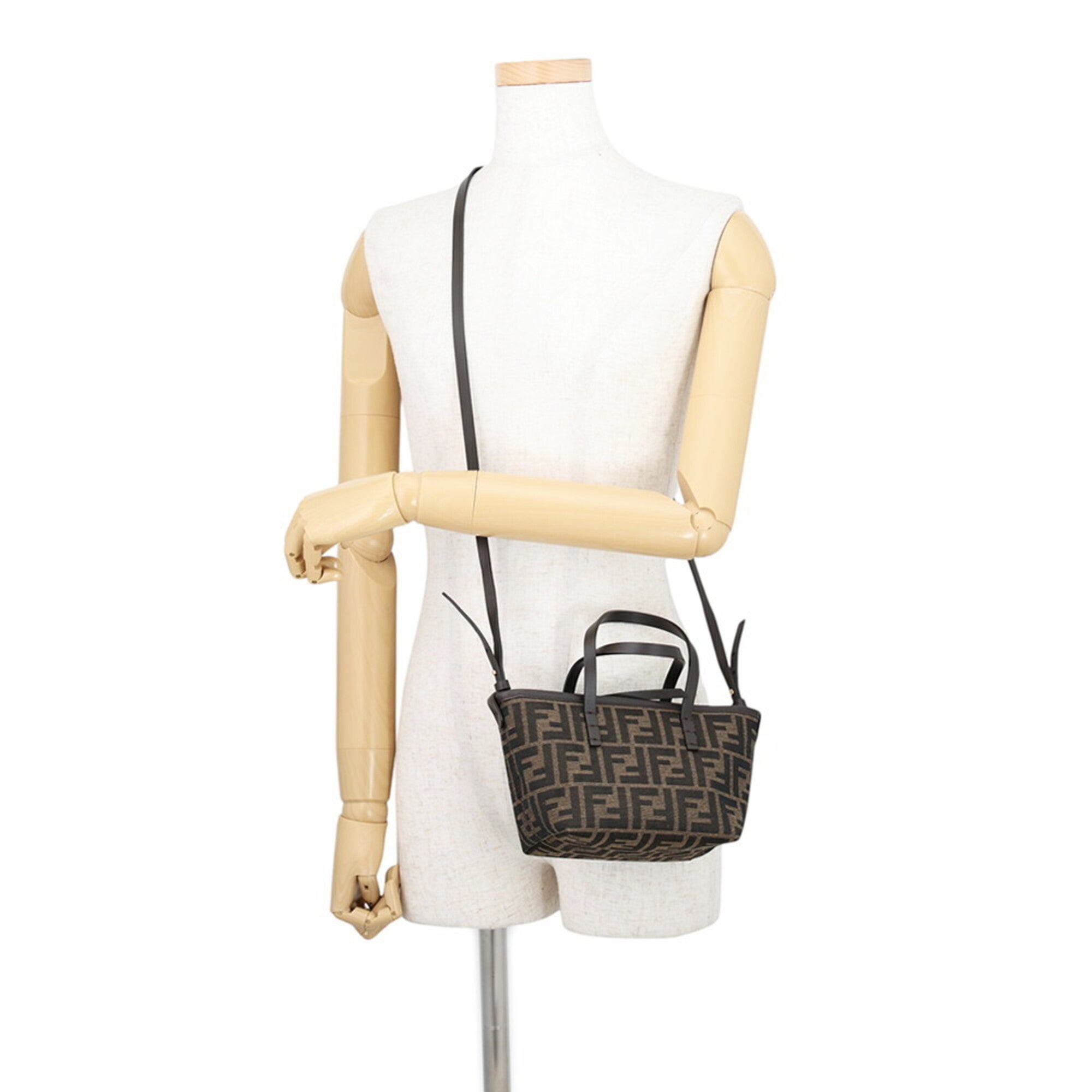 Fendi Brown Canvas Leather Handbag Shoulder Bag (Pre-Owned)