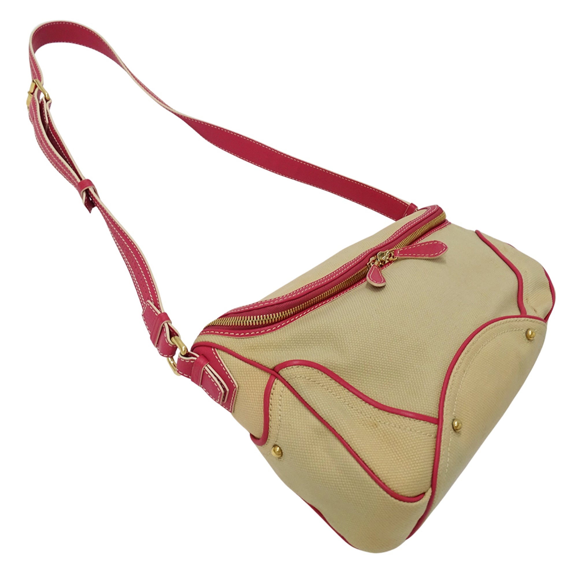 Celine Beige Pink Canvas Handbag Shoulder Bag (Pre-Owned)