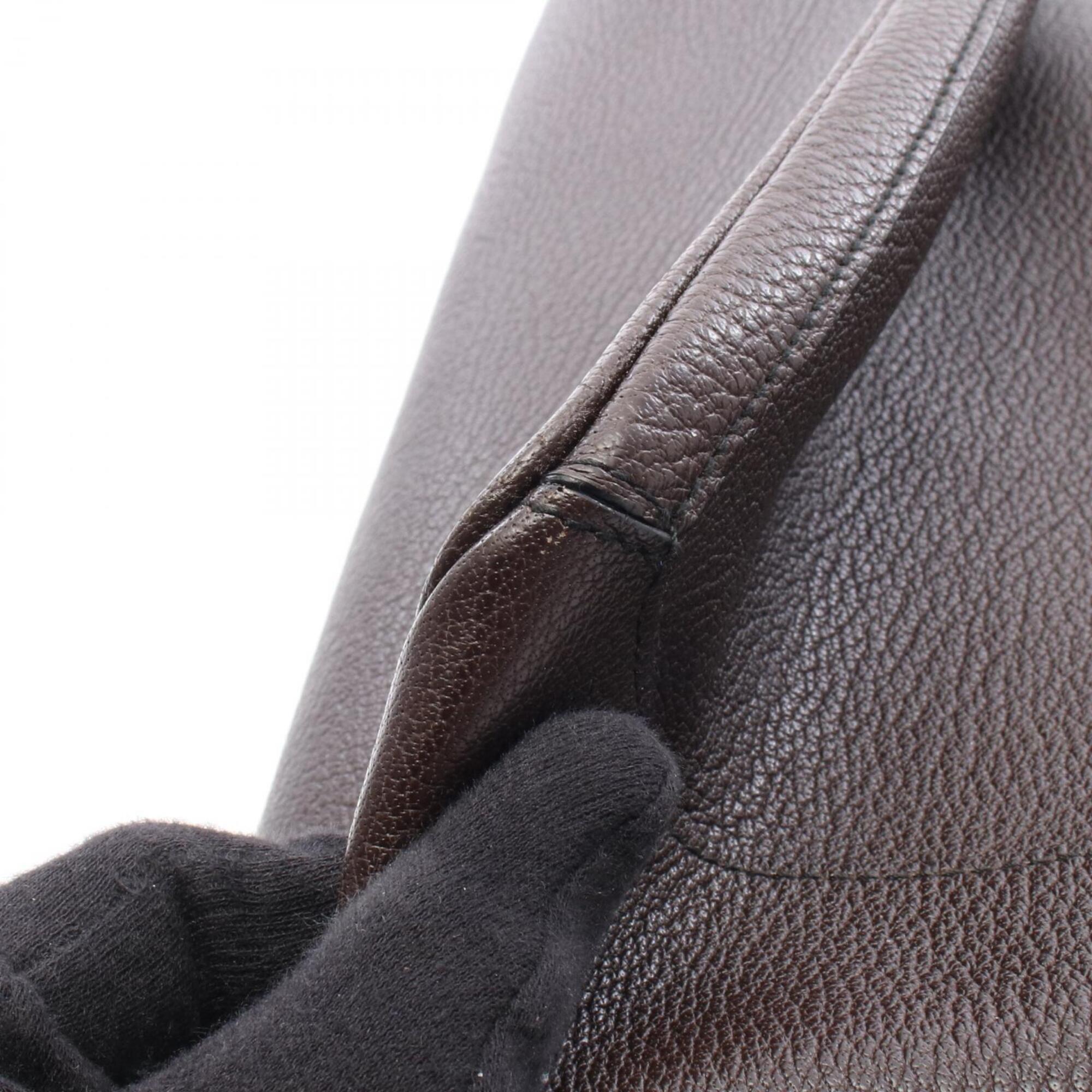 Bvlgari Brown Leather Handbag Tote Bag (Pre-Owned)