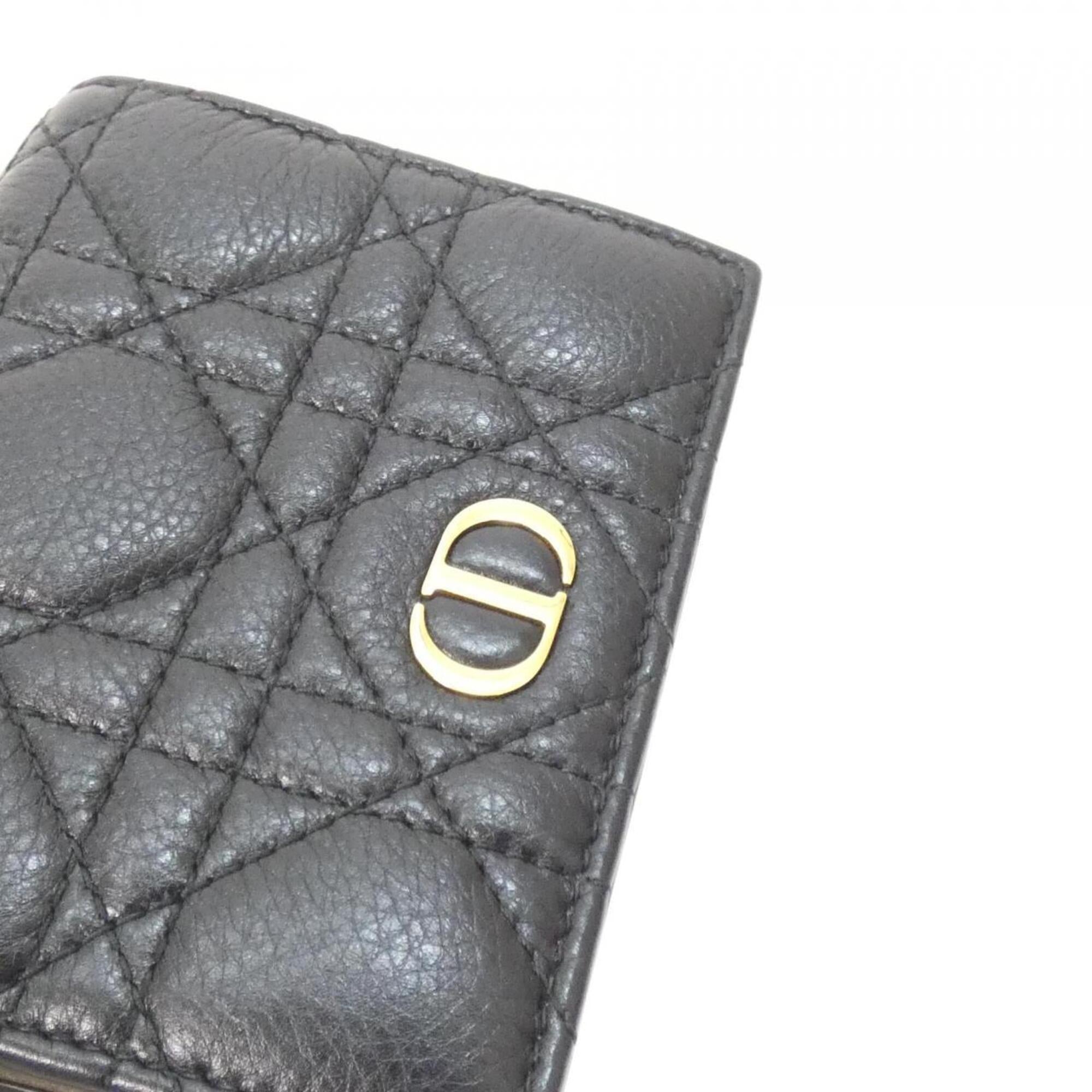 Christian Dior Black White Leather Wallet (Bi-Fold) (Pre-Owned)