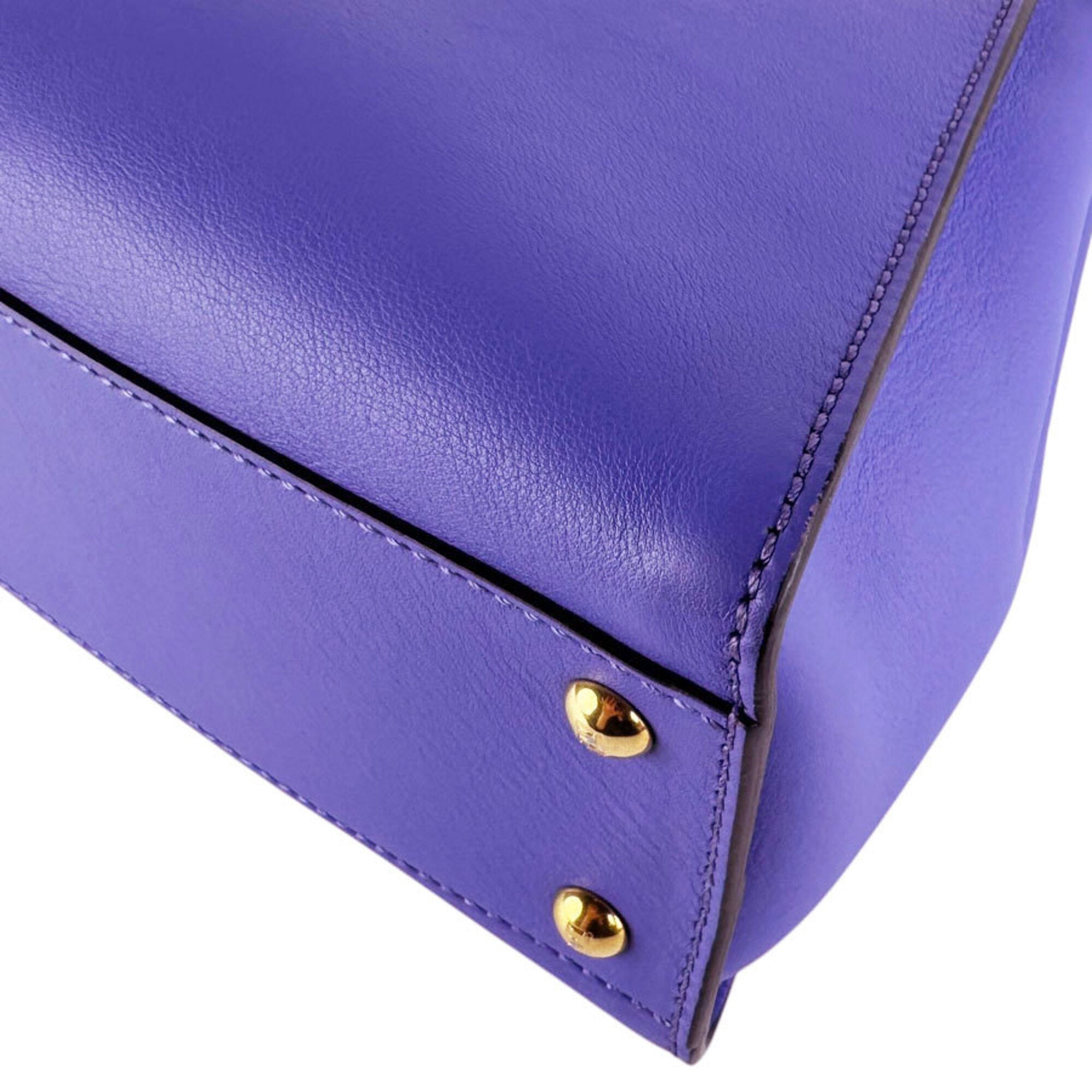 Fendi Purple Leather Handbag Shoulder Bag (Pre-Owned)