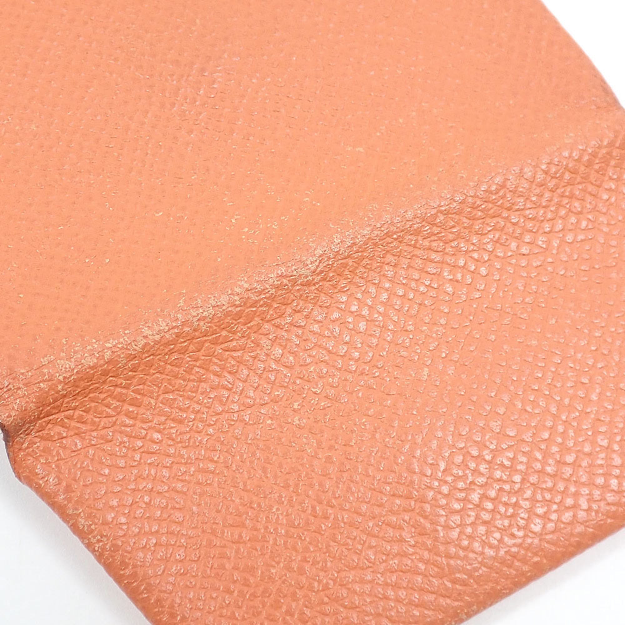 Hermes Bastia Orange Leather Coin Purse/Coin Case (Pre-Owned)