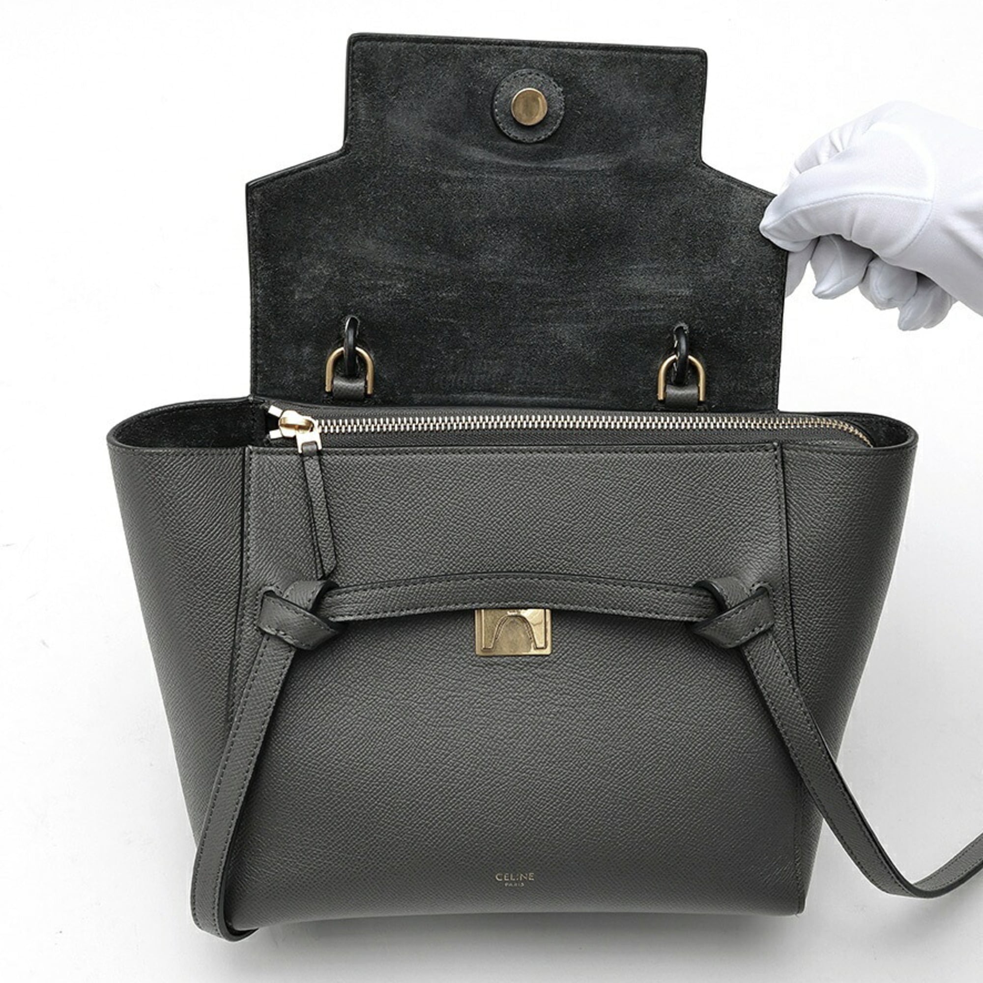 Celine Gray Leather Shoulder Bag (Pre-Owned)