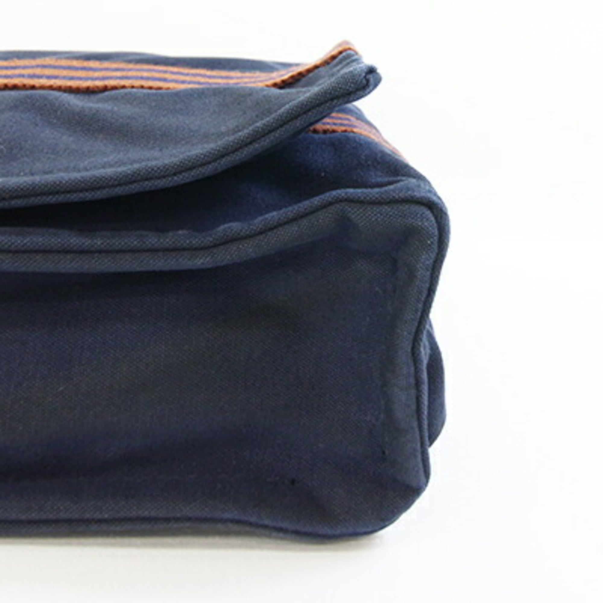 Hermes Navy Cotton Canvas Shoulder Bag (Pre-Owned)