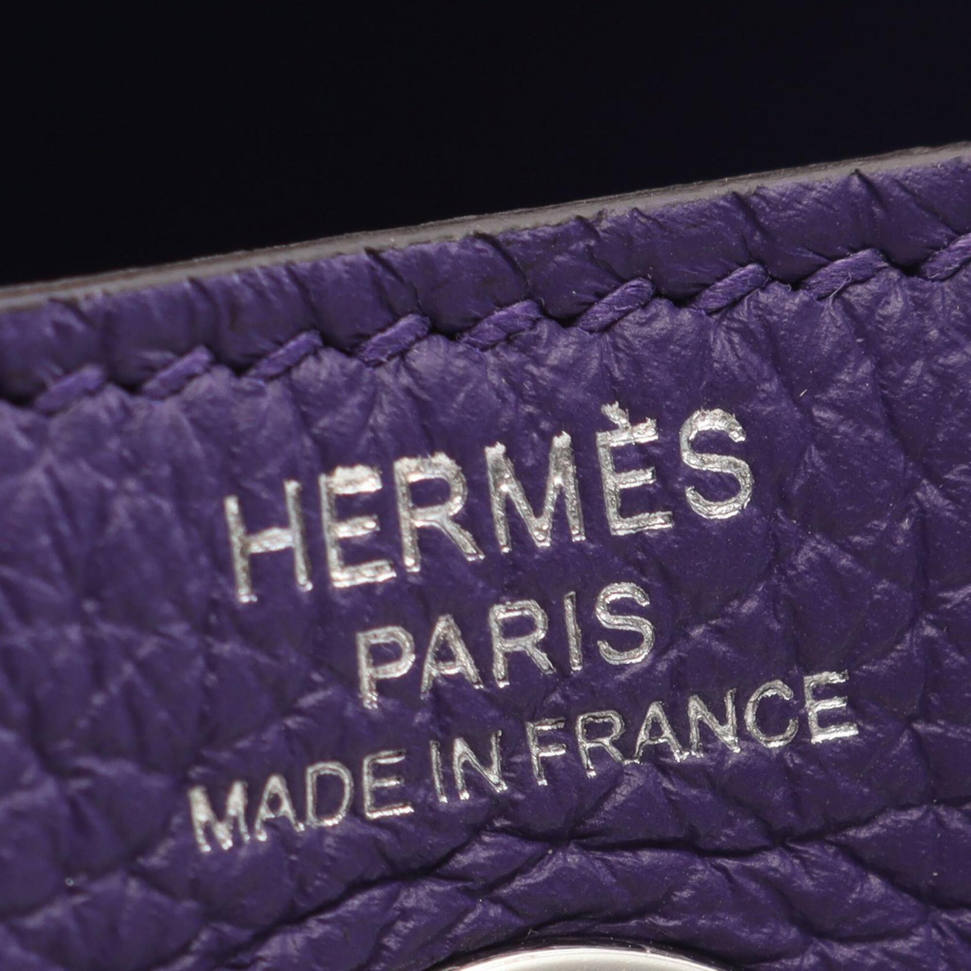 Hermes Purple Taurillon Clemence Leather Handbag Shoulder Bag (Pre-Owned)