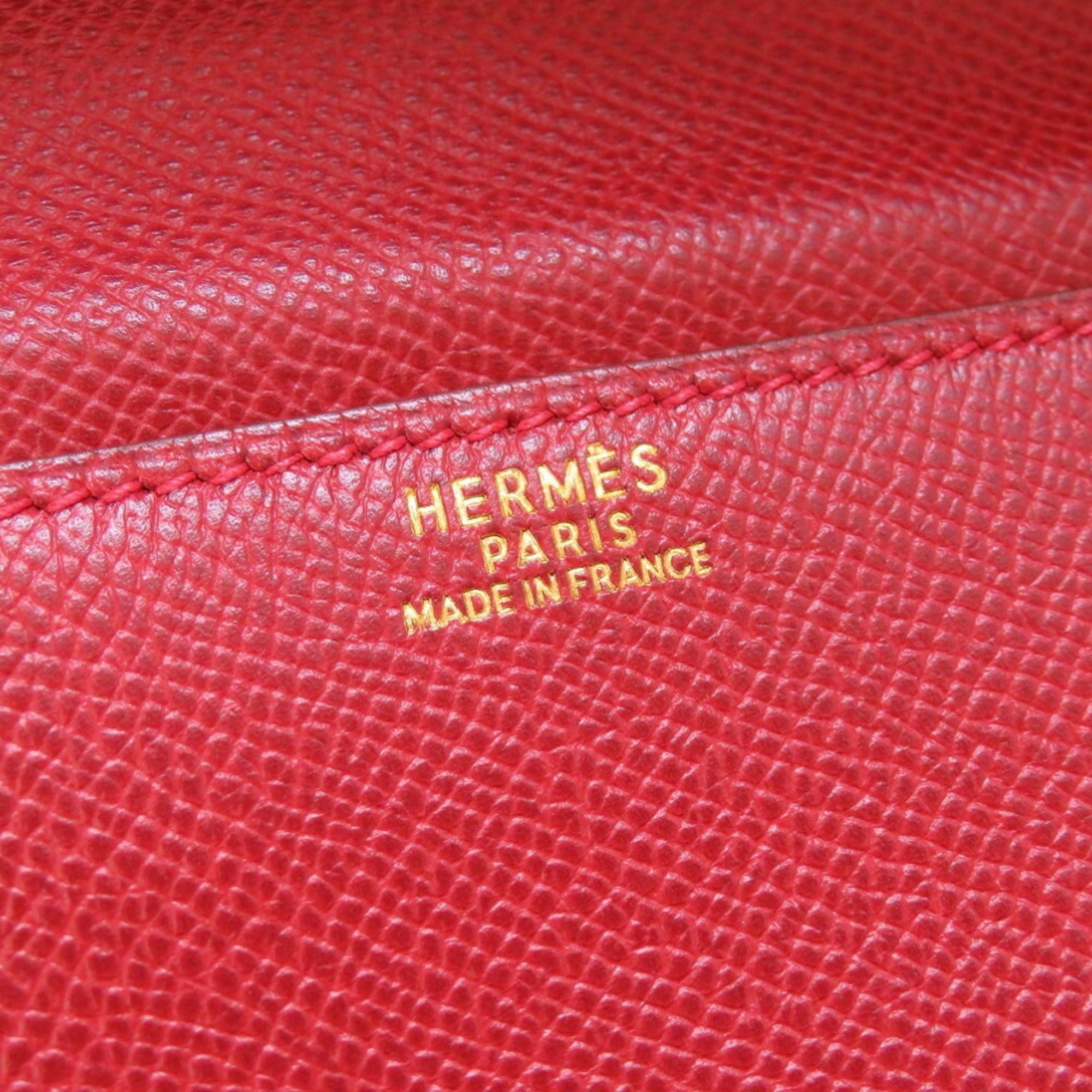 Hermes Red Color Courchevel Leather Clutch Bag (Pre-Owned)