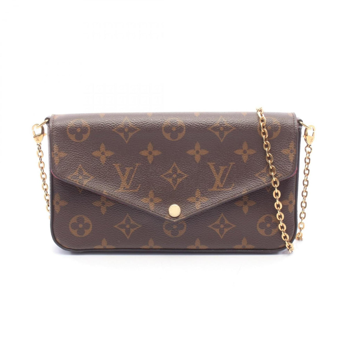 Louis Vuitton Brown Fuchsia Monogram Monogram Leather Handbag Pochette Shoulder Bag (Pre-Owned)