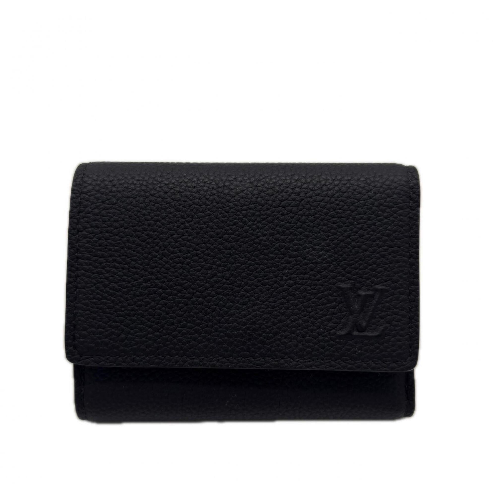 Louis Vuitton Black Noir Leather Wallet (Tri-Fold) (Pre-Owned)