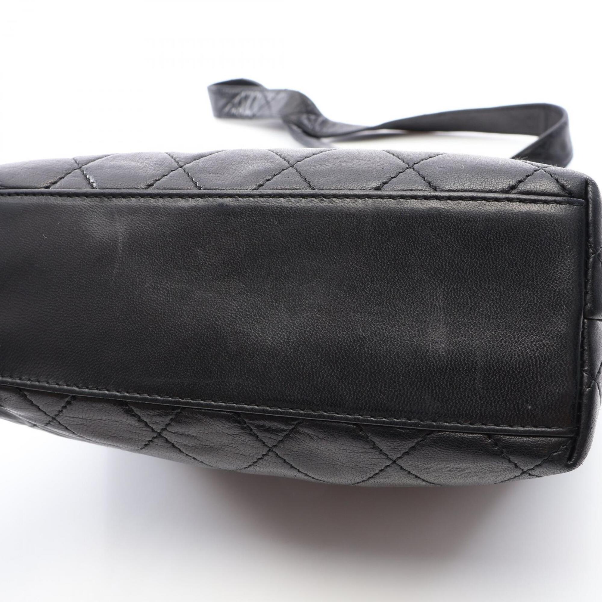 Chanel Black Leather Handbag Shoulder Bag (Pre-Owned)