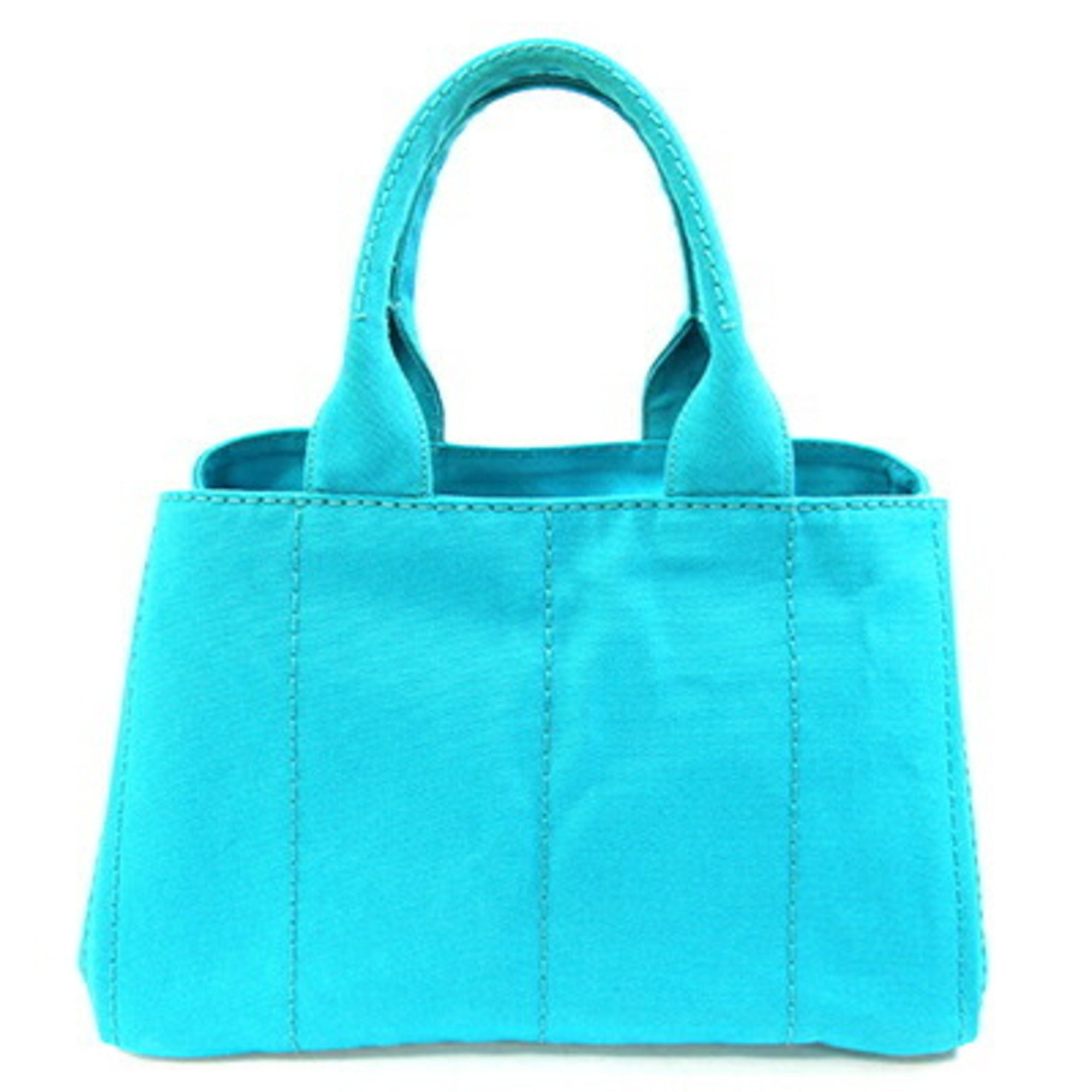 Prada Blue Green Yellow Canapa Canvas Handbag Tote Bag (Pre-Owned)