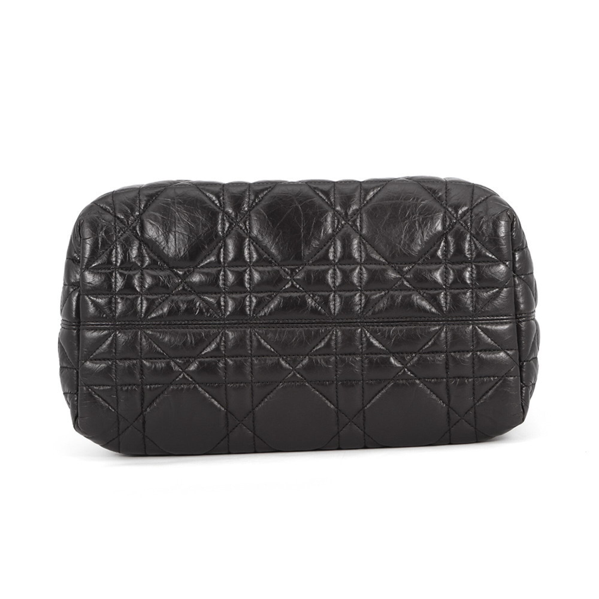 Christian Dior Black Leather Handbag Pouch Tote Bag (Pre-Owned)