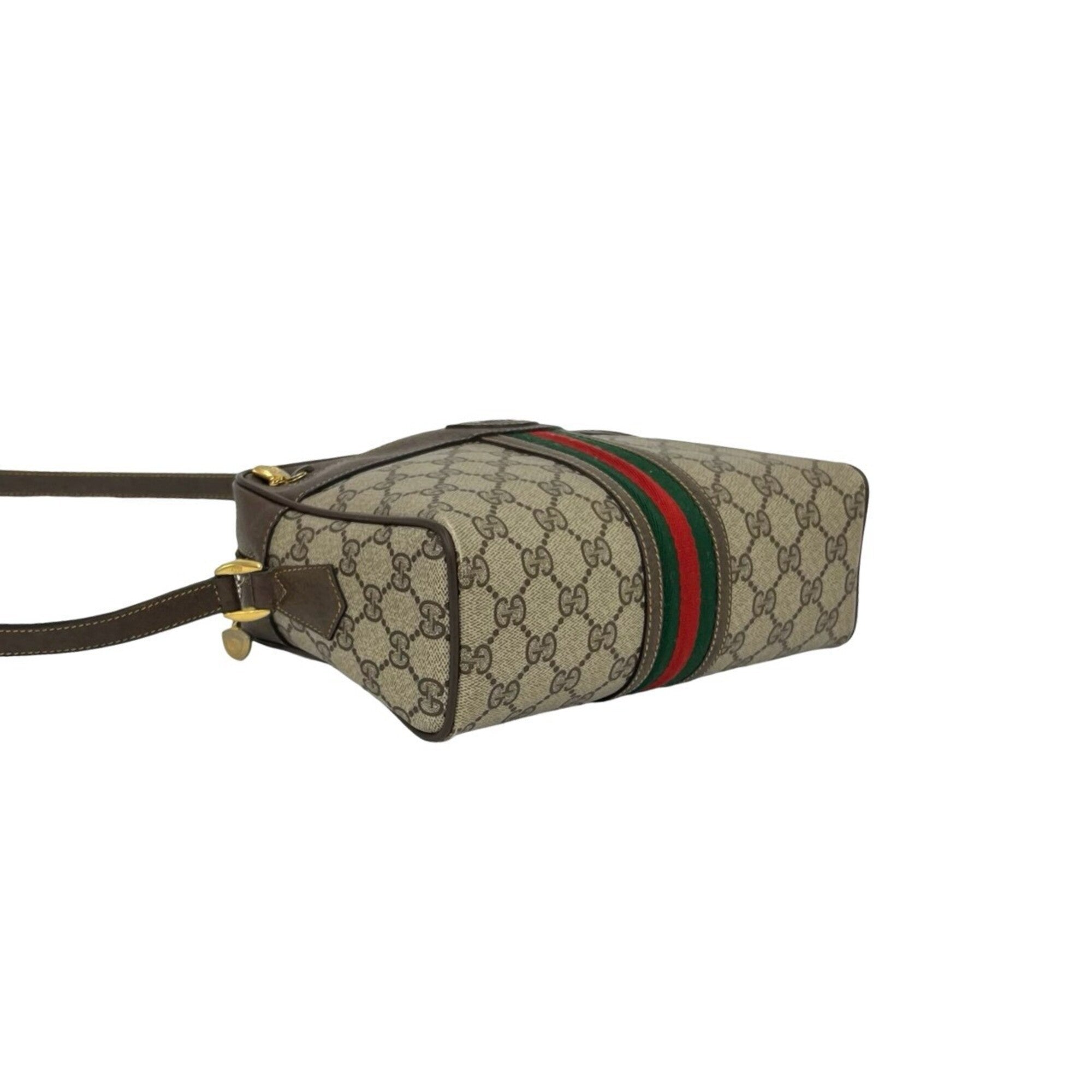 Gucci Brown Green Red Color Leather Pvc Pochette Shoulder Bag (Pre-Owned)