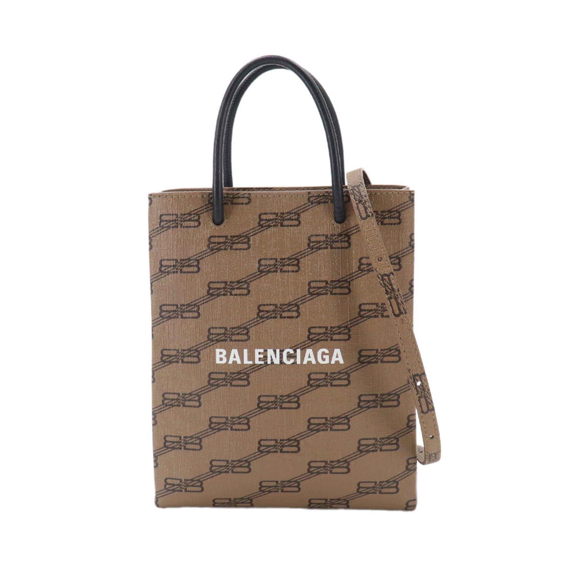 Balenciaga Black Brown White Pvc Leather Shopping Bag (Pre-Owned)