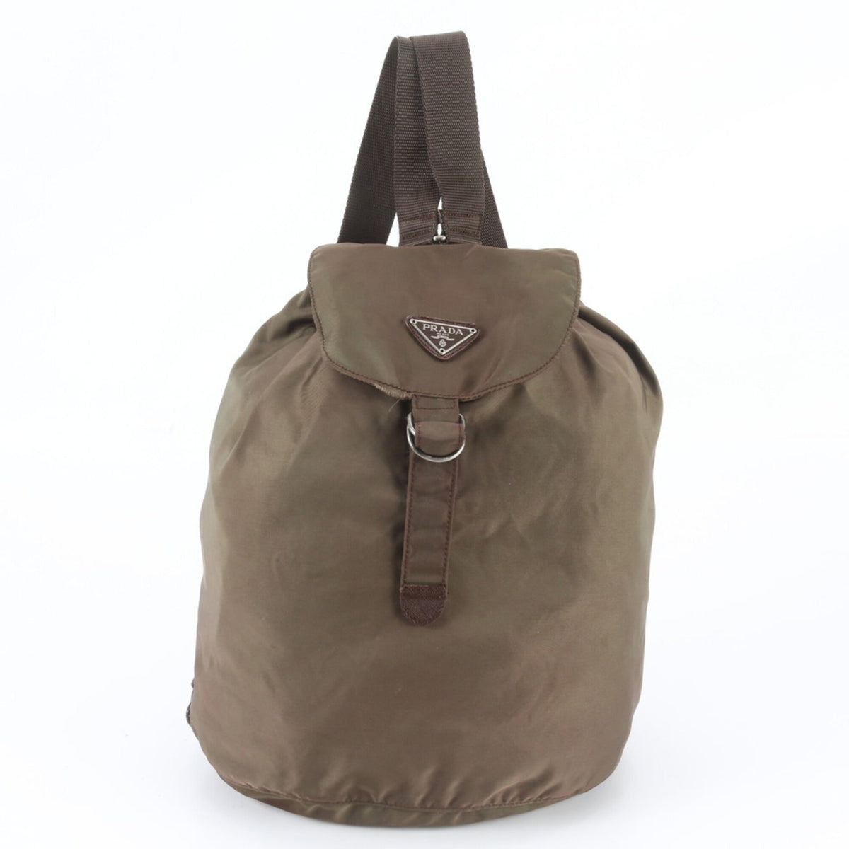 Prada Khaki Leather Nylon Backpack (Pre-Owned)