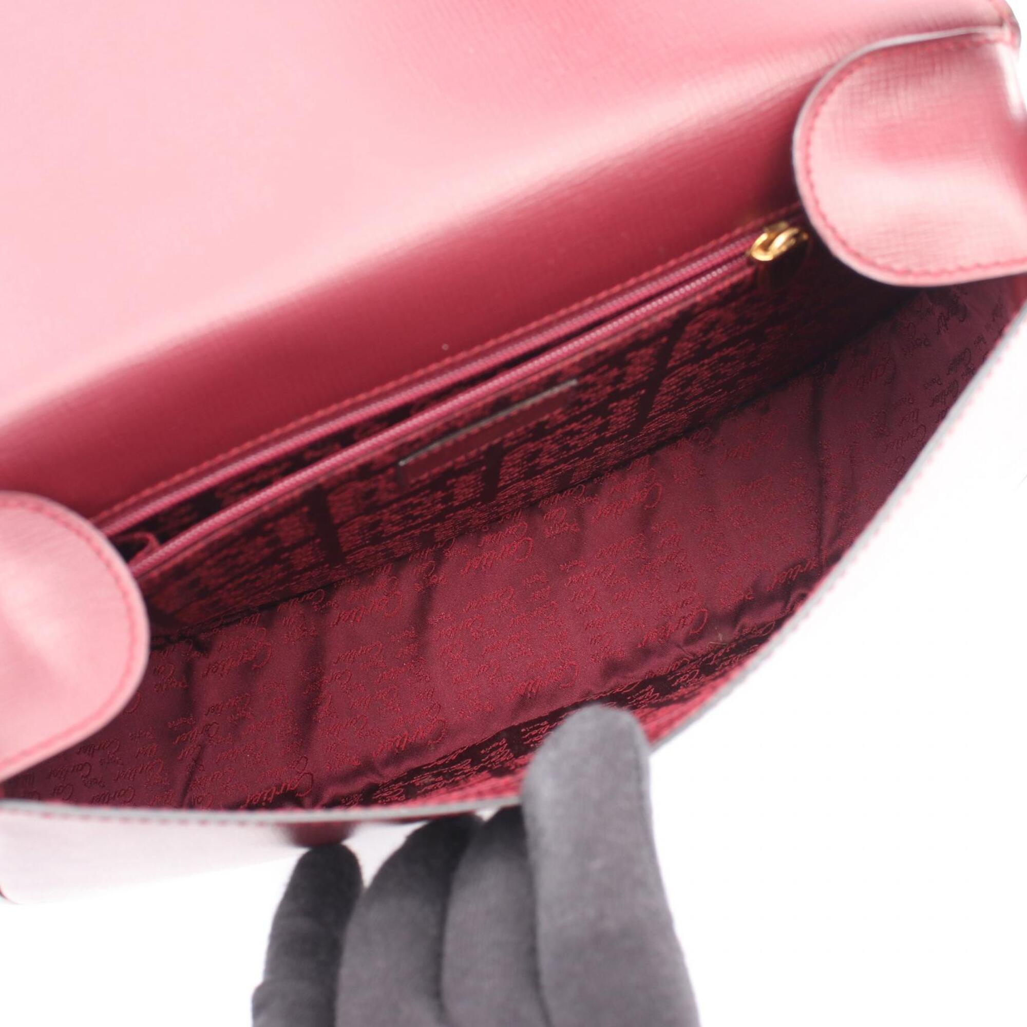 Cartier Bordeaux Leather Handbag Shoulder Bag (Pre-Owned)