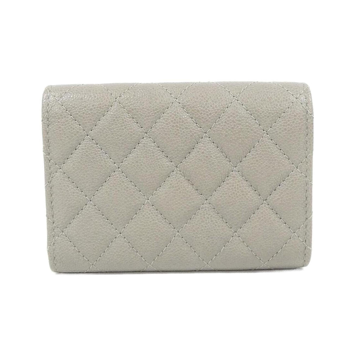 Chanel Gray Grained Calfskin Wallet (Tri-Fold) (Pre-Owned)
