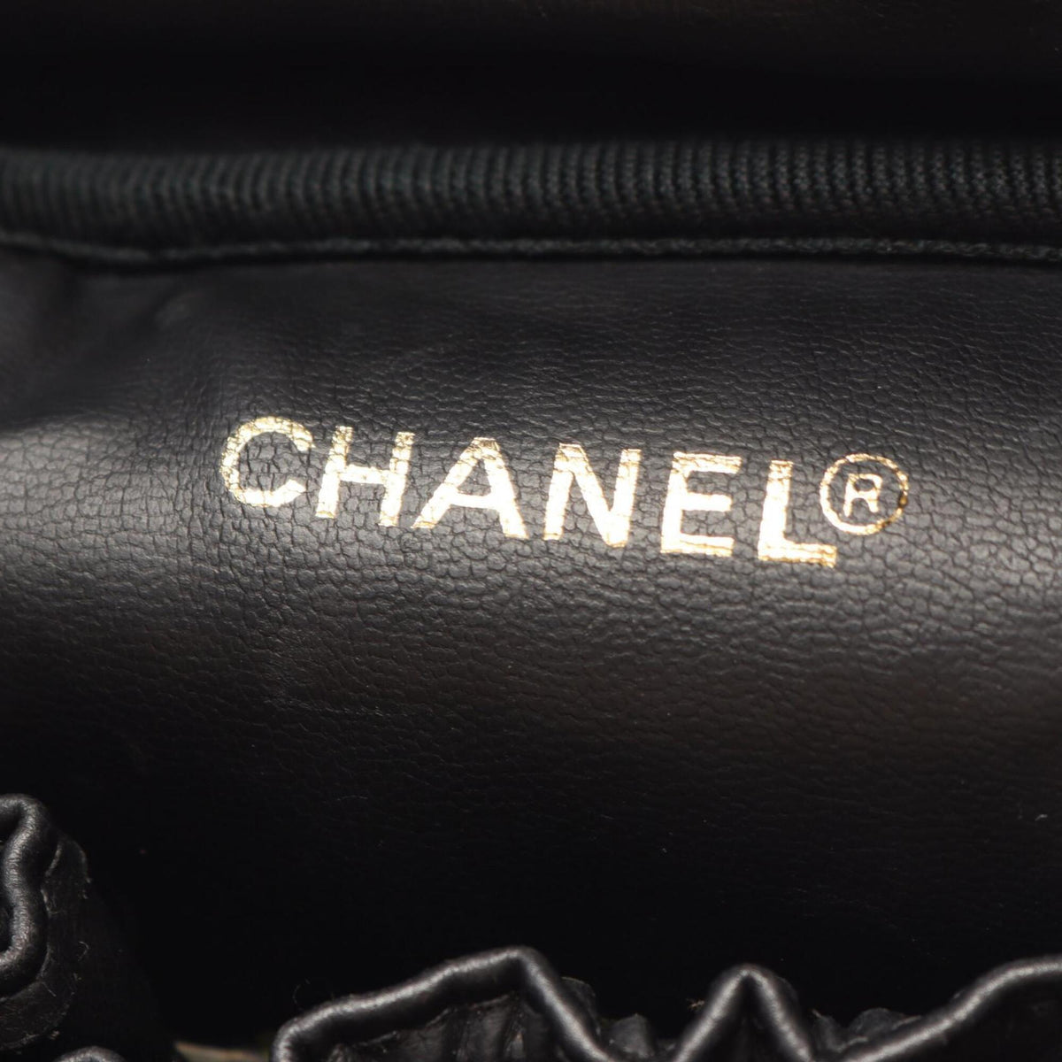 Chanel Black Leather Handbag Vanity Bag (Pre-Owned)
