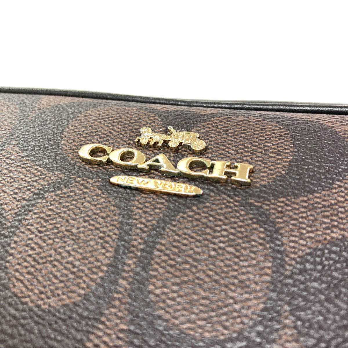 Coach Dark Brown Signature Line Pvc Shoulder Bag (Pre-Owned)