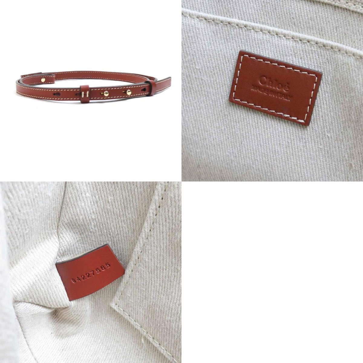 Chloé Beige Brown Canvas Leather Handbag Shoulder Bag (Pre-Owned)