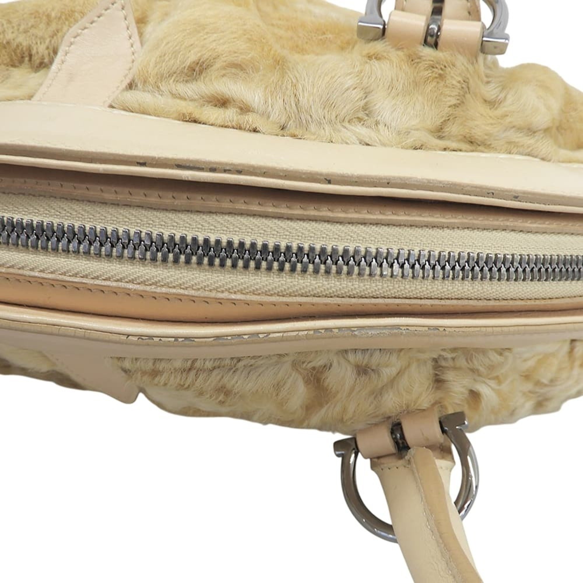 Salvatore Ferragamo Beige Fur Shoulder Bag (Pre-Owned)