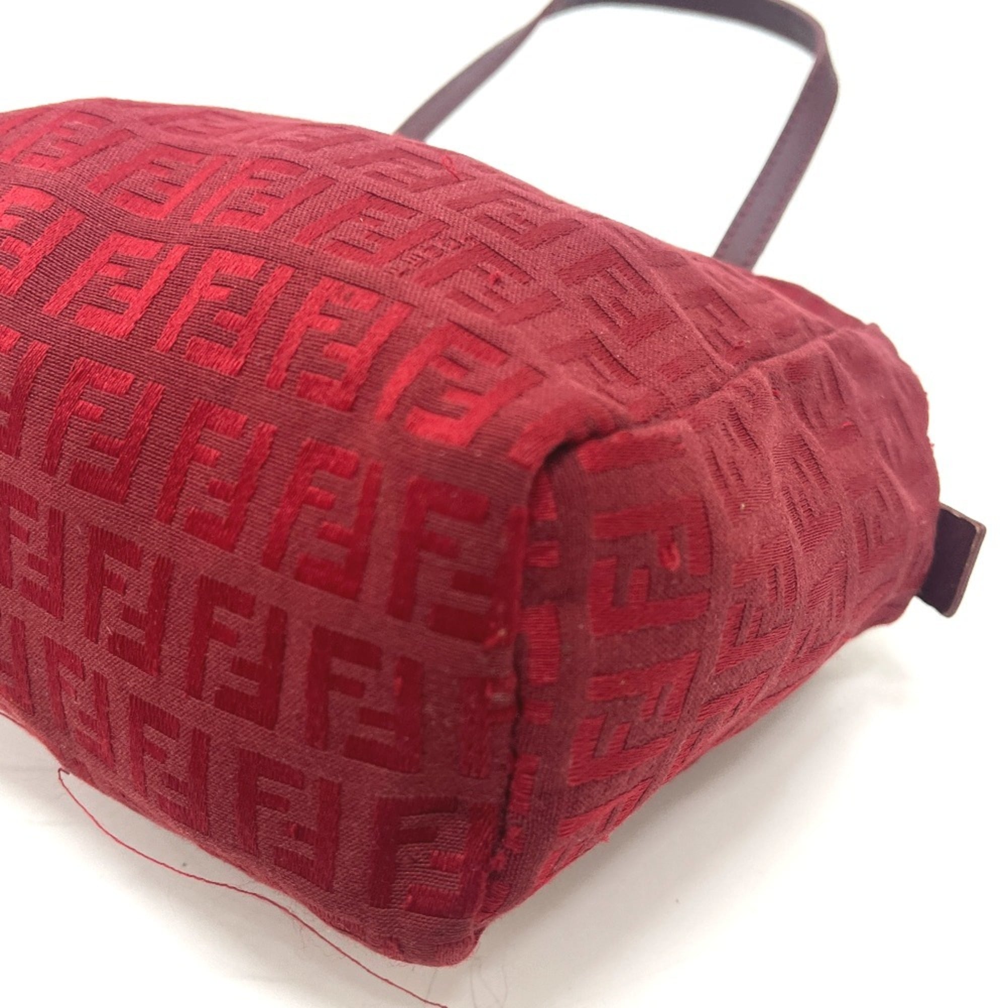 Fendi Red Color Canvas Handbag (Pre-Owned)