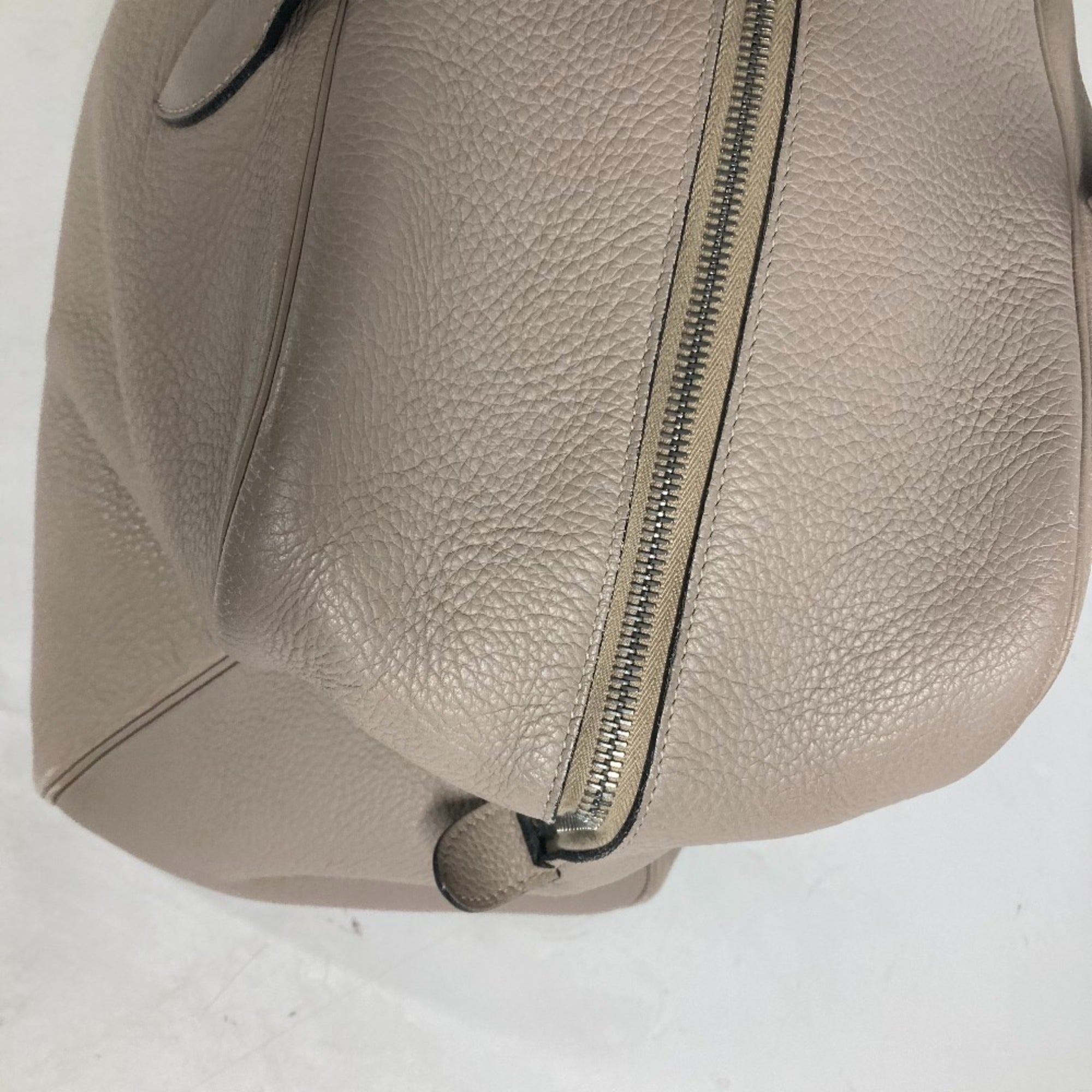 Hermes Beige Taurillon Clemence Leather Boston Bag Shoulder Bag (Pre-Owned)