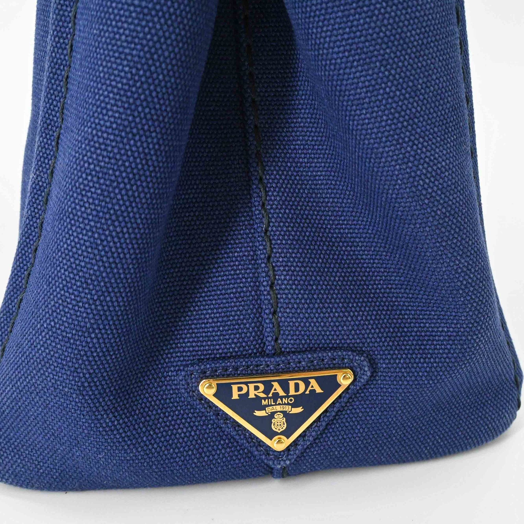 Prada Canapa Blue Canapa Handbag Tote Bag (Pre-Owned)