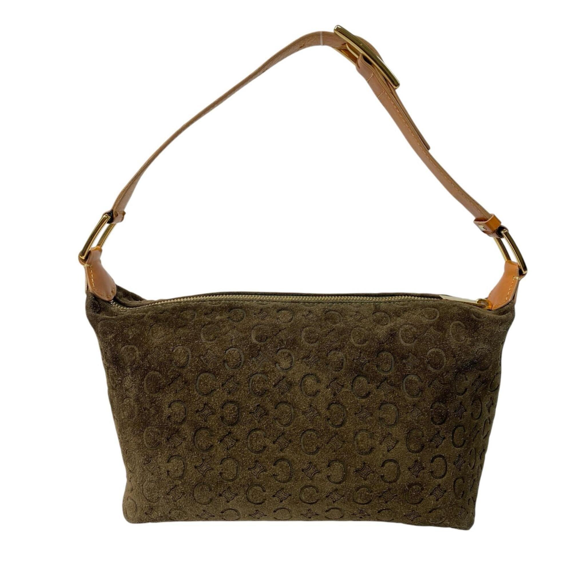Celine Khaki Suede Leather Shoulder Bag (Pre-Owned)