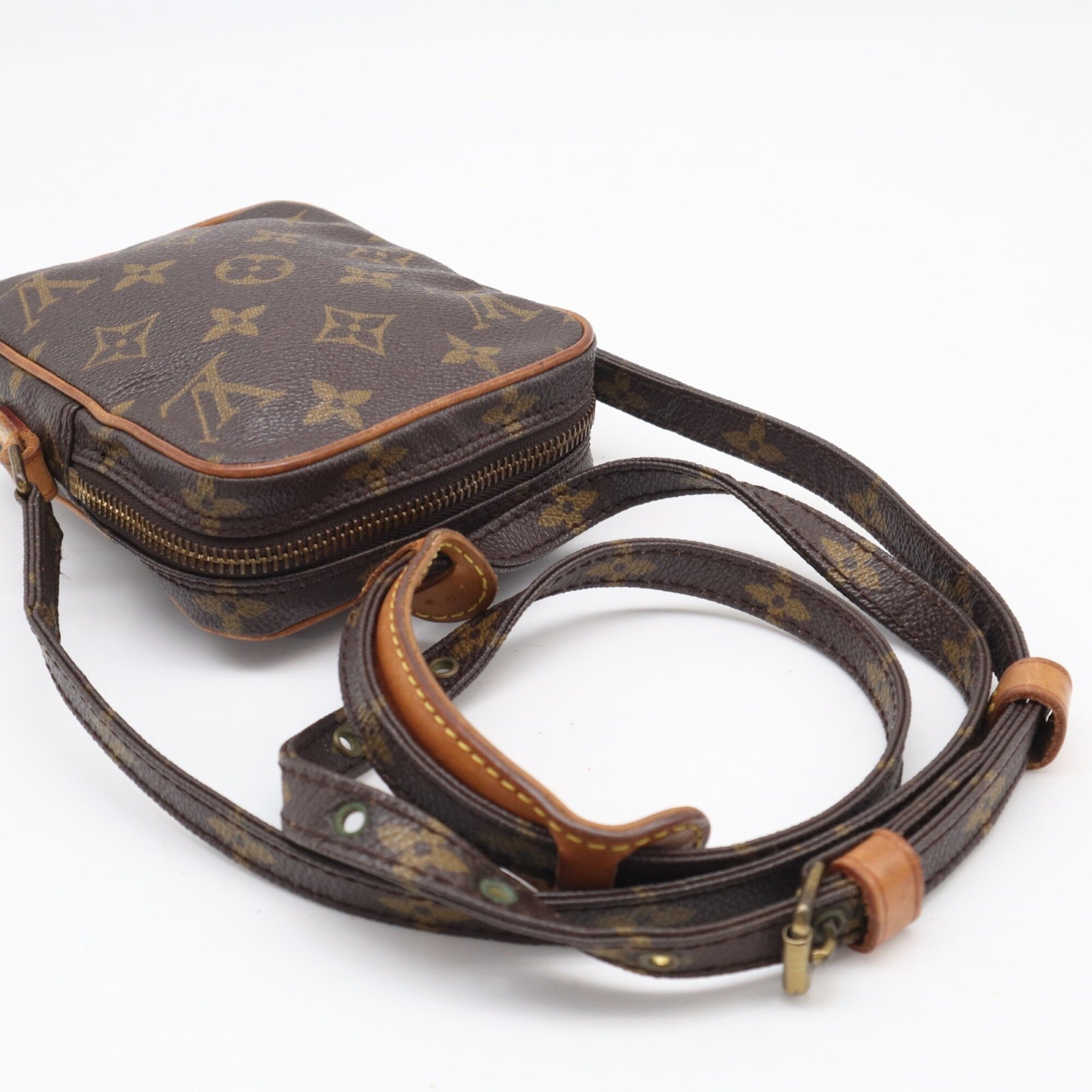 Louis Vuitton Monogram Beige Brown Coated Canvas Leather Shoulder Bag (Pre-Owned)