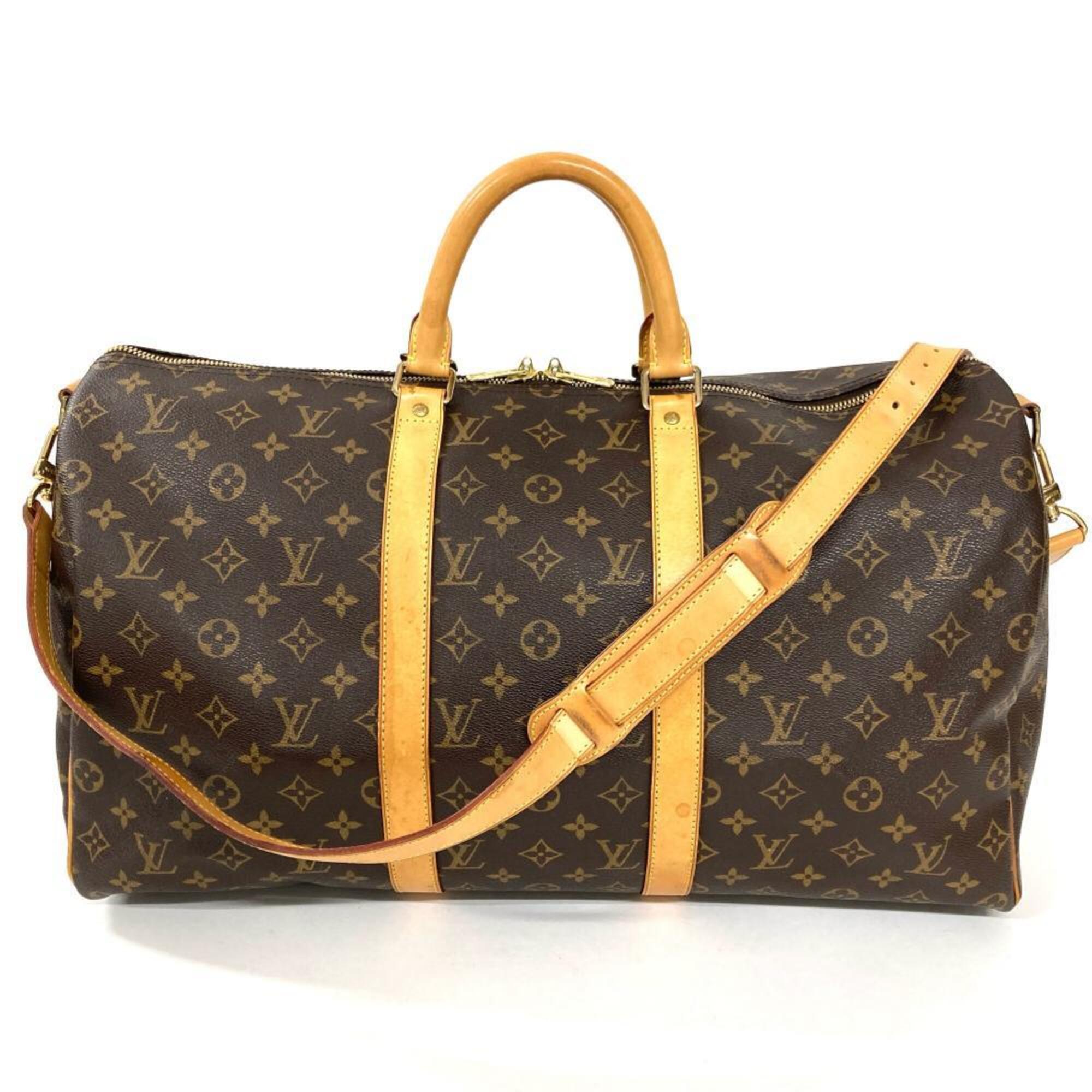 Louis Vuitton Brown Monogram Canvas Leather Boston Bag (Pre-Owned)