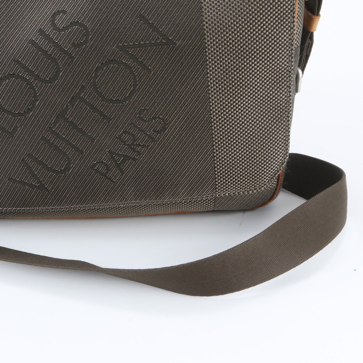 Louis Vuitton Green Khaki Leather Canvas Messenger Bag Shoulder Bag (Pre-Owned)