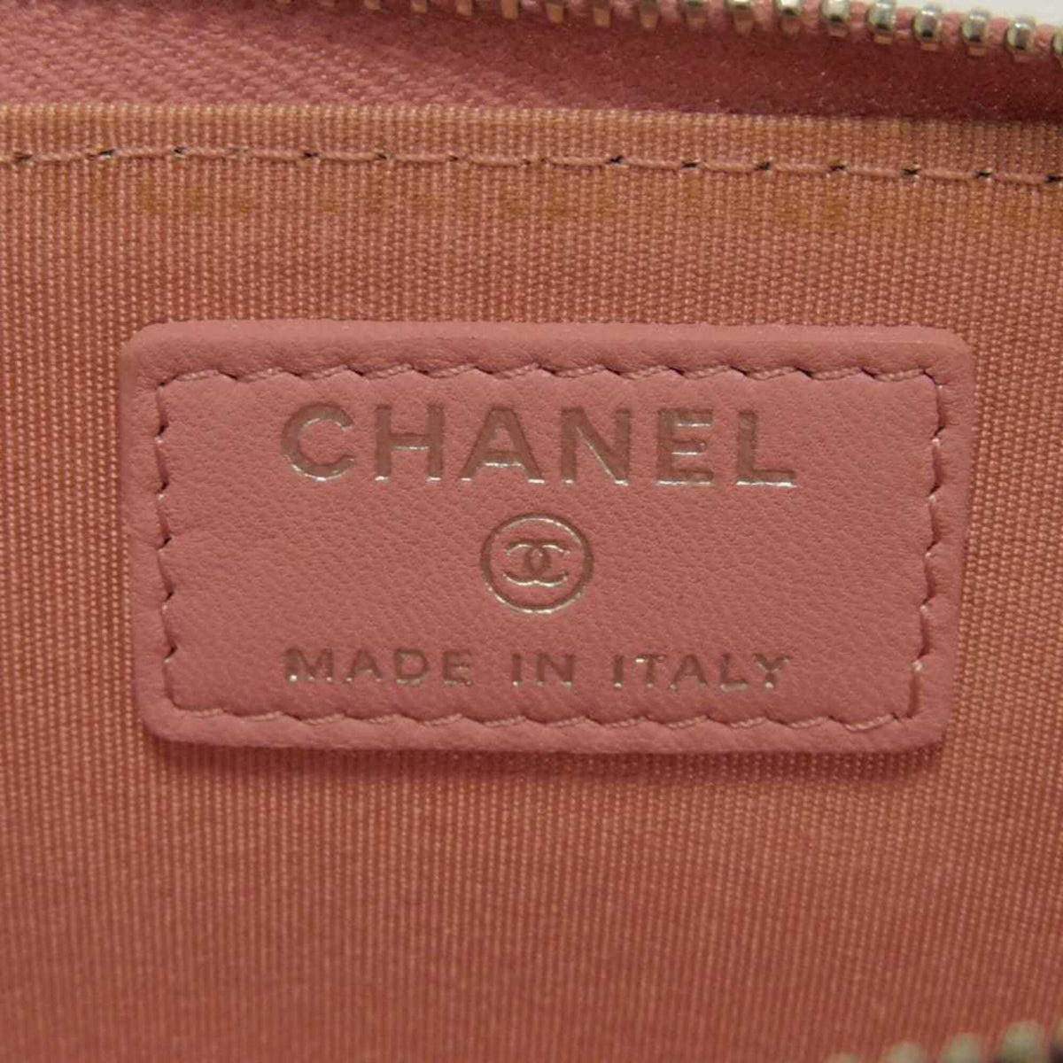 Chanel Camellia Pink Leather Coin Purse/Coin Case (Pre-Owned)
