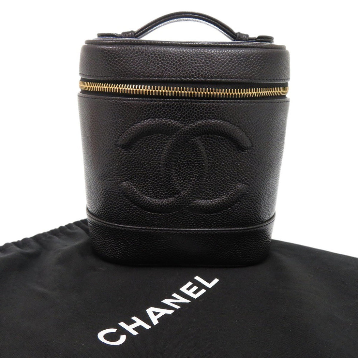Chanel Black Grained Calfskin Pouch Vanity Bag (Pre-Owned)