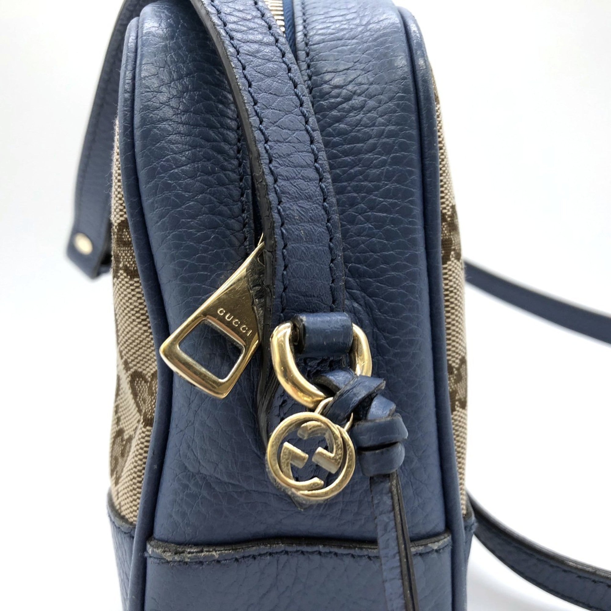 Gucci Brown Gg Canvas Leather Shoulder Bag (Pre-Owned)
