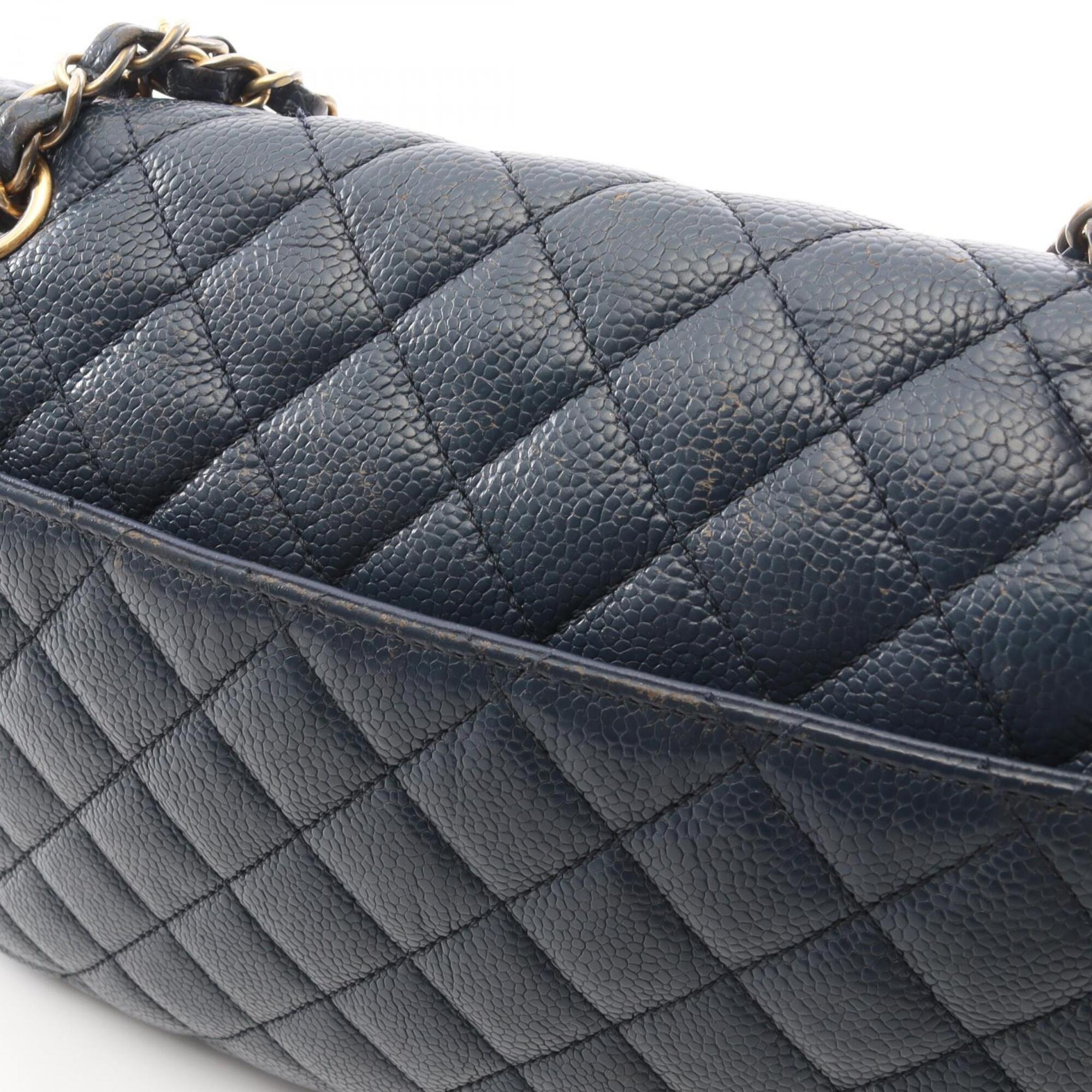 Chanel Navy Grained Calfskin Handbag Shoulder Bag (Pre-Owned)