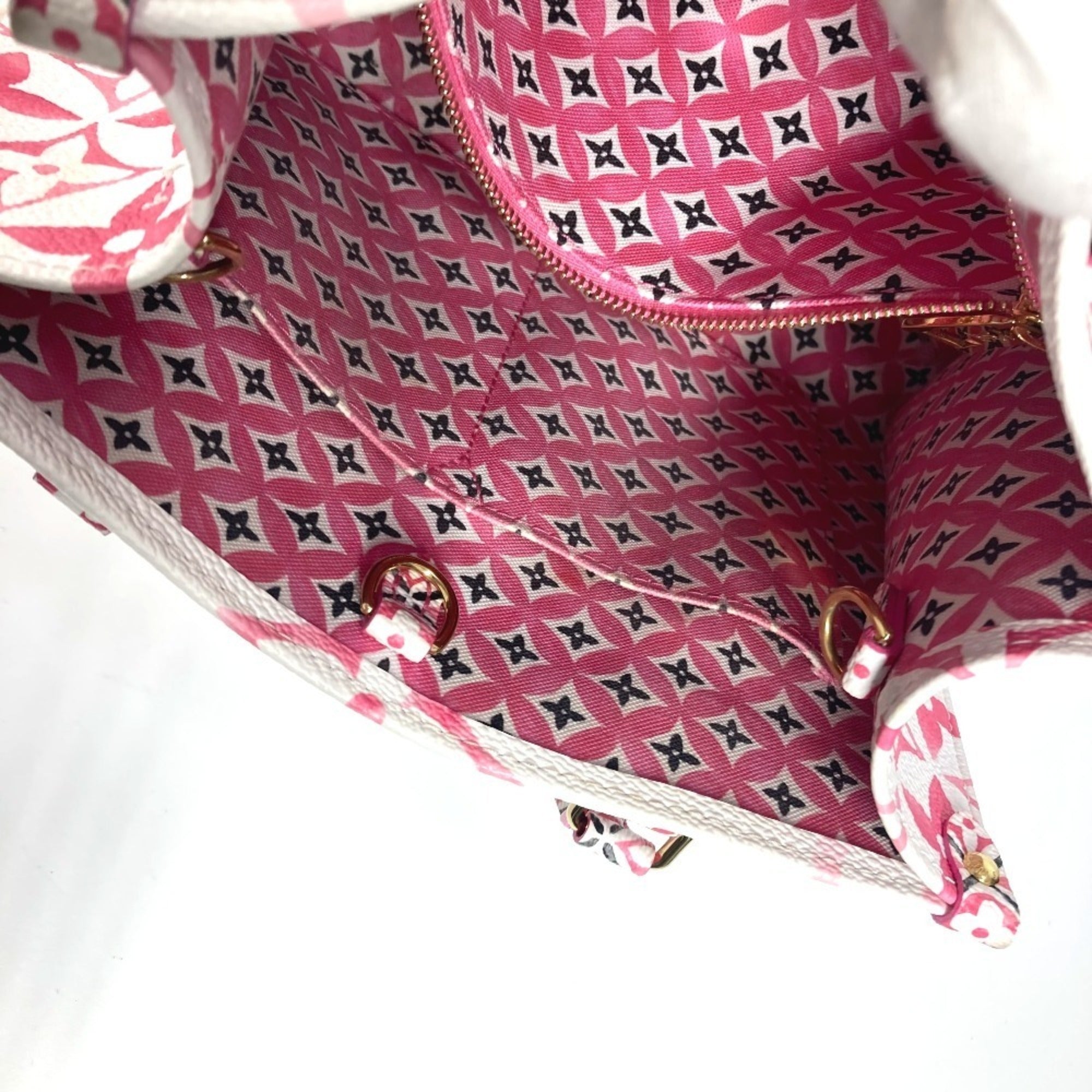 Louis Vuitton Pink White Monogram Handbag Shoulder Bag Tote Bag (Pre-Owned)