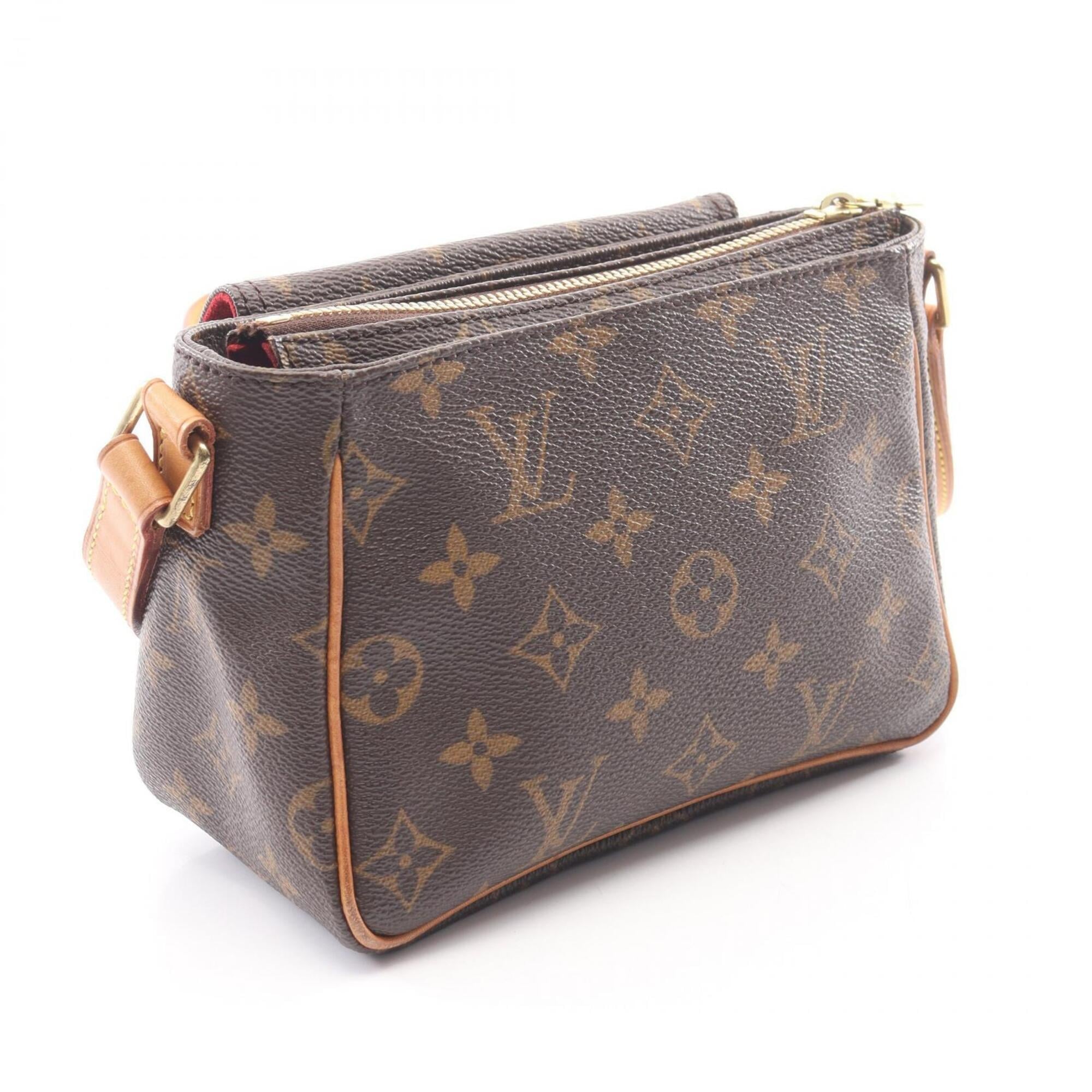 Louis Vuitton Brown Coated Canvas Leather Handbag Shoulder Bag (Pre-Owned)