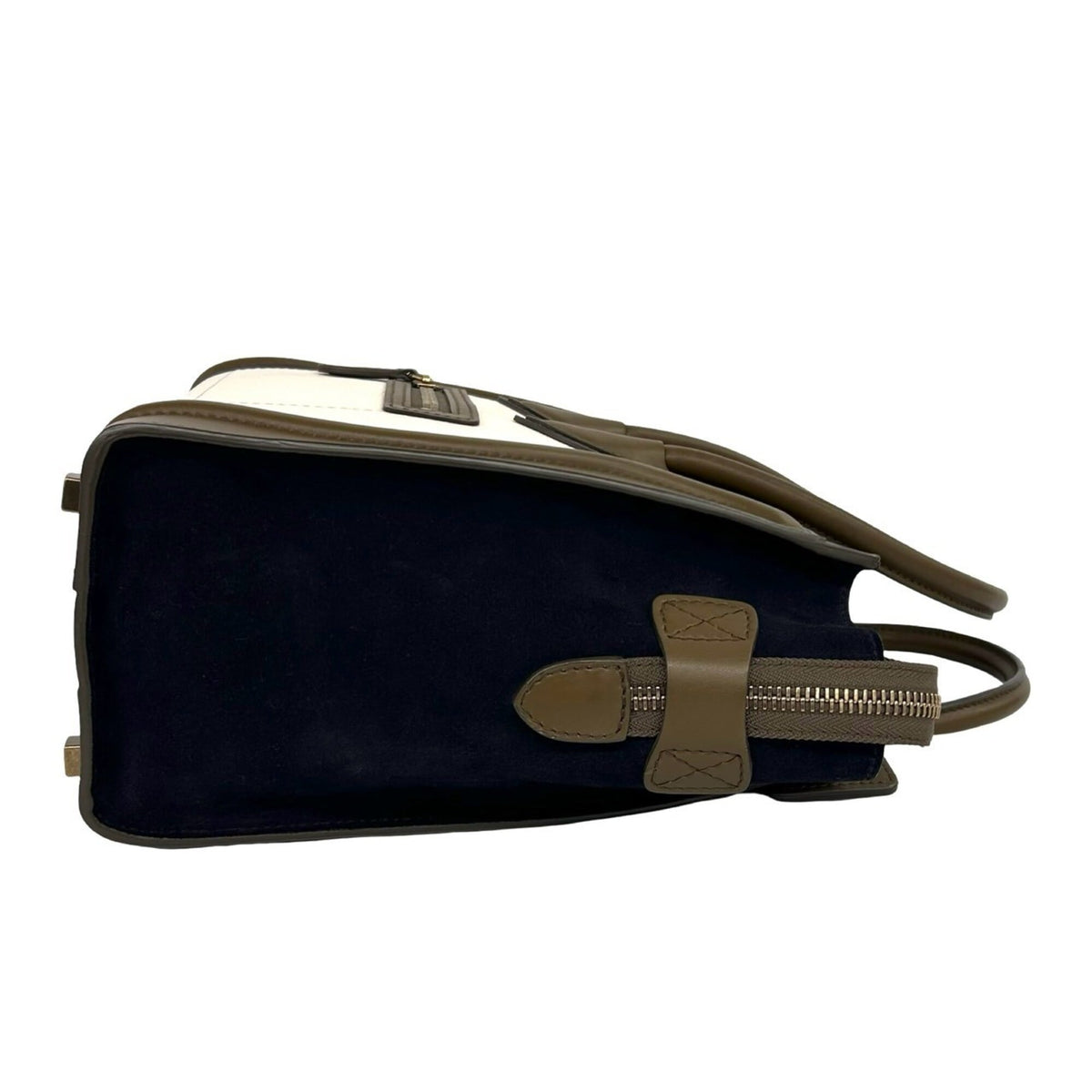 Celine Brown Ivory Navy Leather Handbag Tote Bag (Pre-Owned)