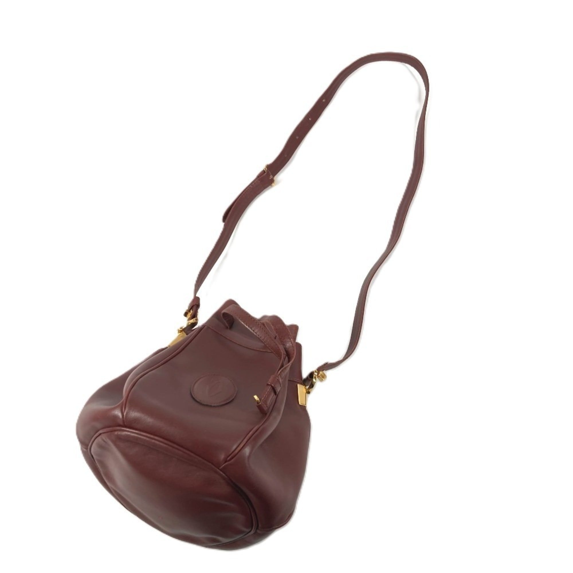 Cartier Must Wine Red Leather Shoulder Bag (Pre-Owned)