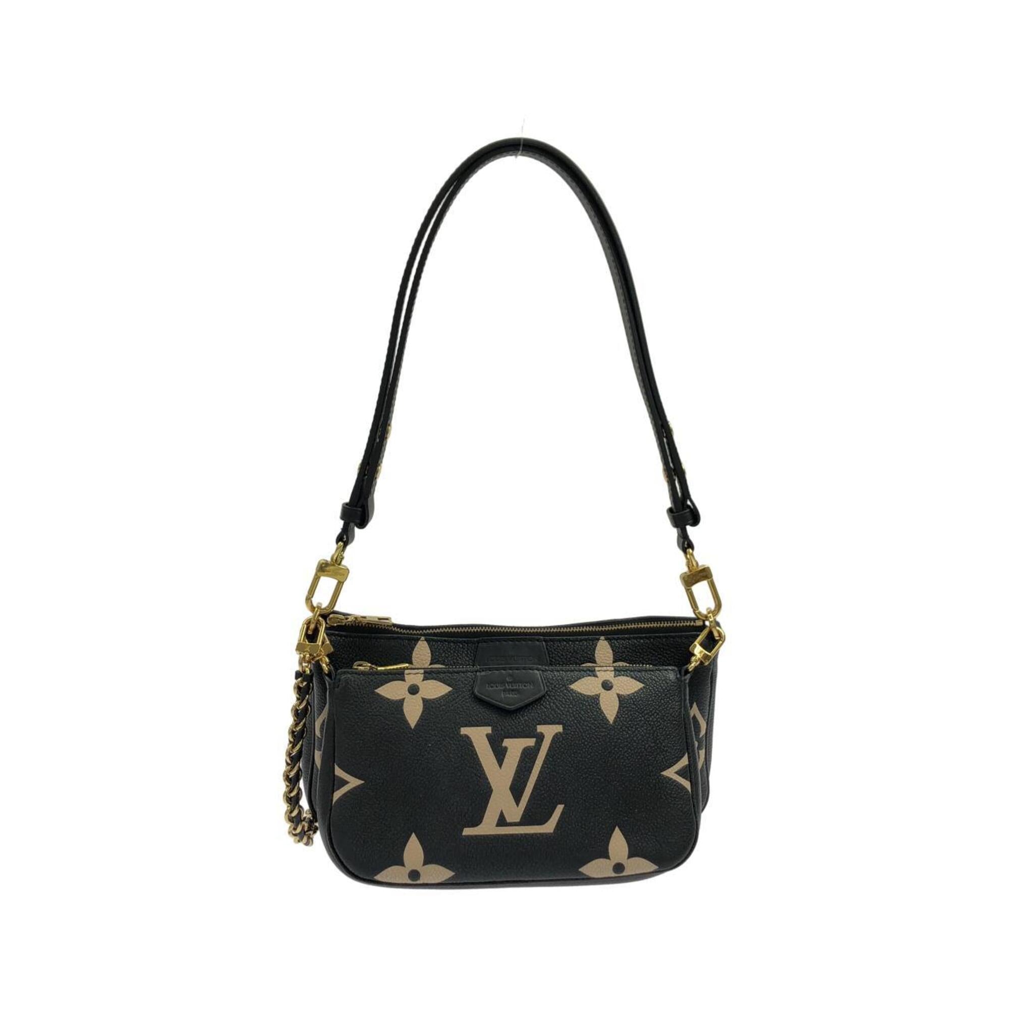 Louis Vuitton Beige Black Leather Pochette Shoulder Bag (Pre-Owned)