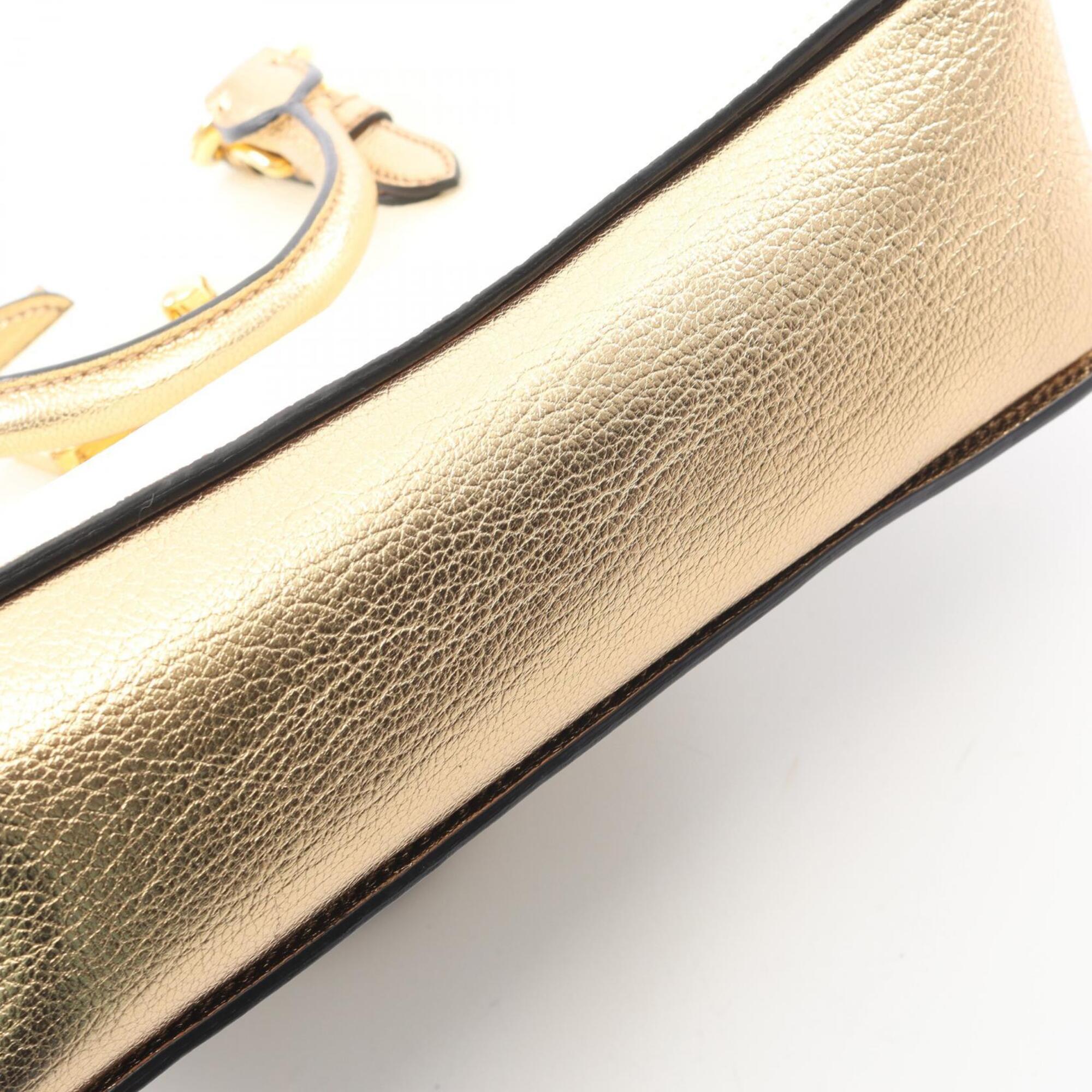Miu Miu Gold White Leather Handbag (Pre-Owned)