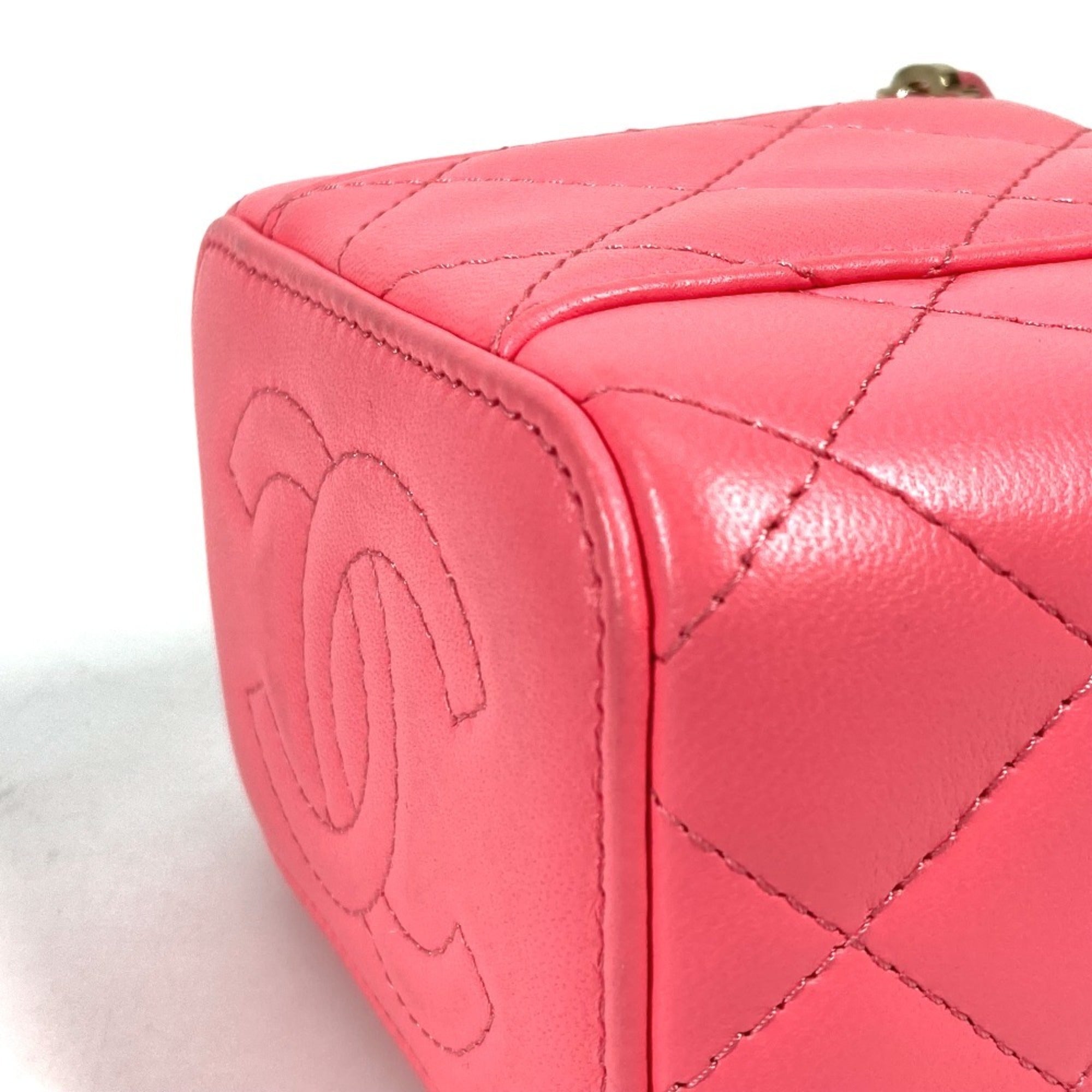 Chanel Pink Leather Shoulder Bag Vanity Bag (Pre-Owned)