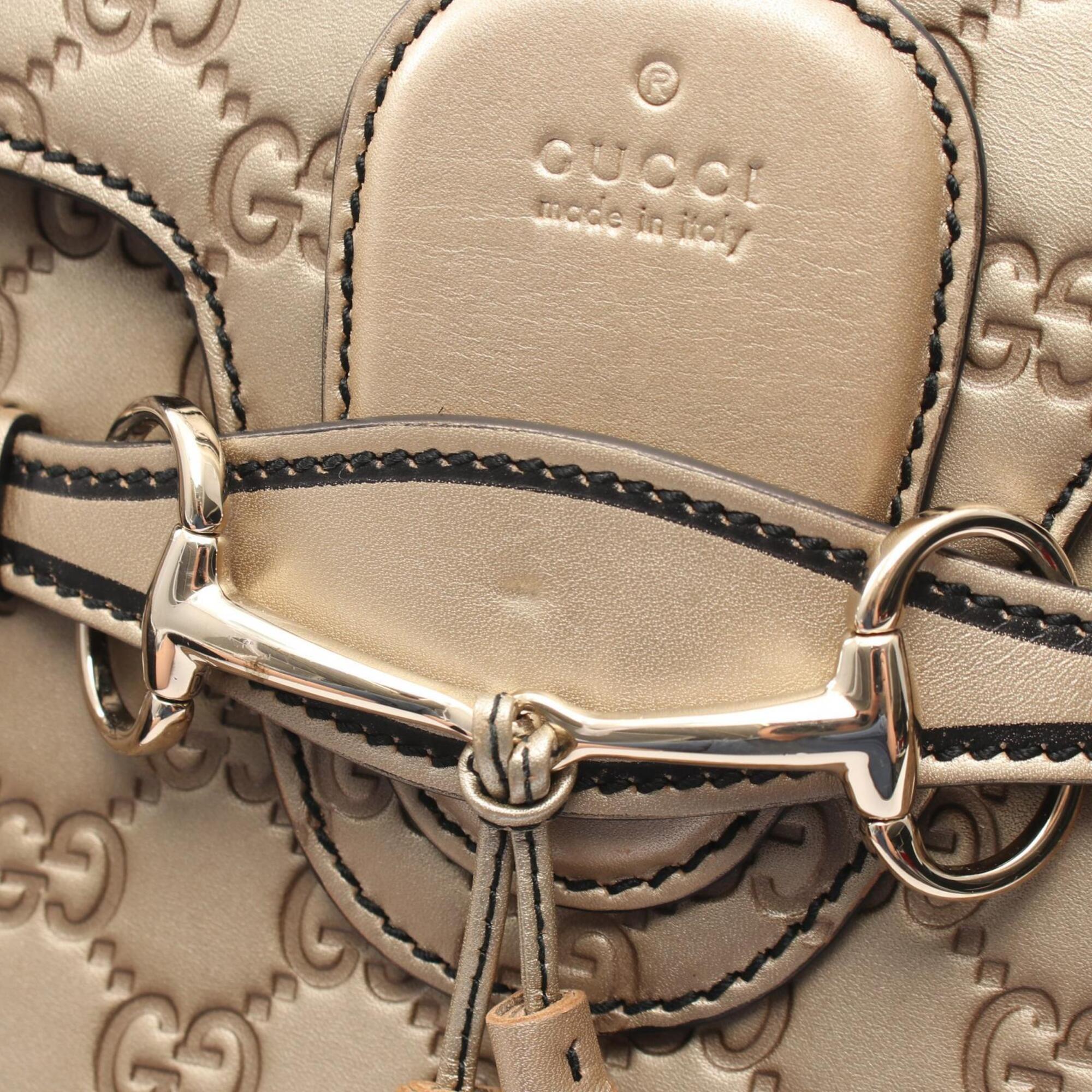 Gucci Horsebit Gold Leather Handbag Shoulder Bag (Pre-Owned)