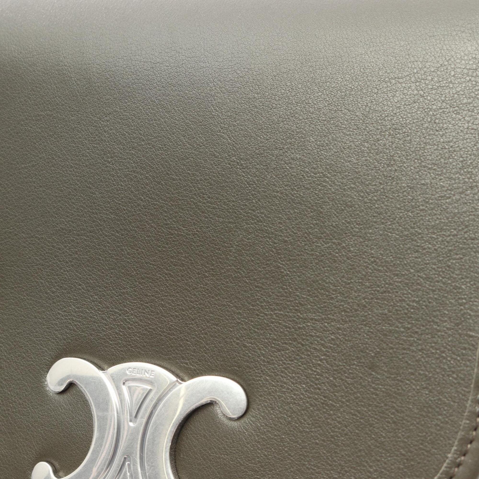 Celine Green Leather Handbag Shoulder Bag (Pre-Owned)