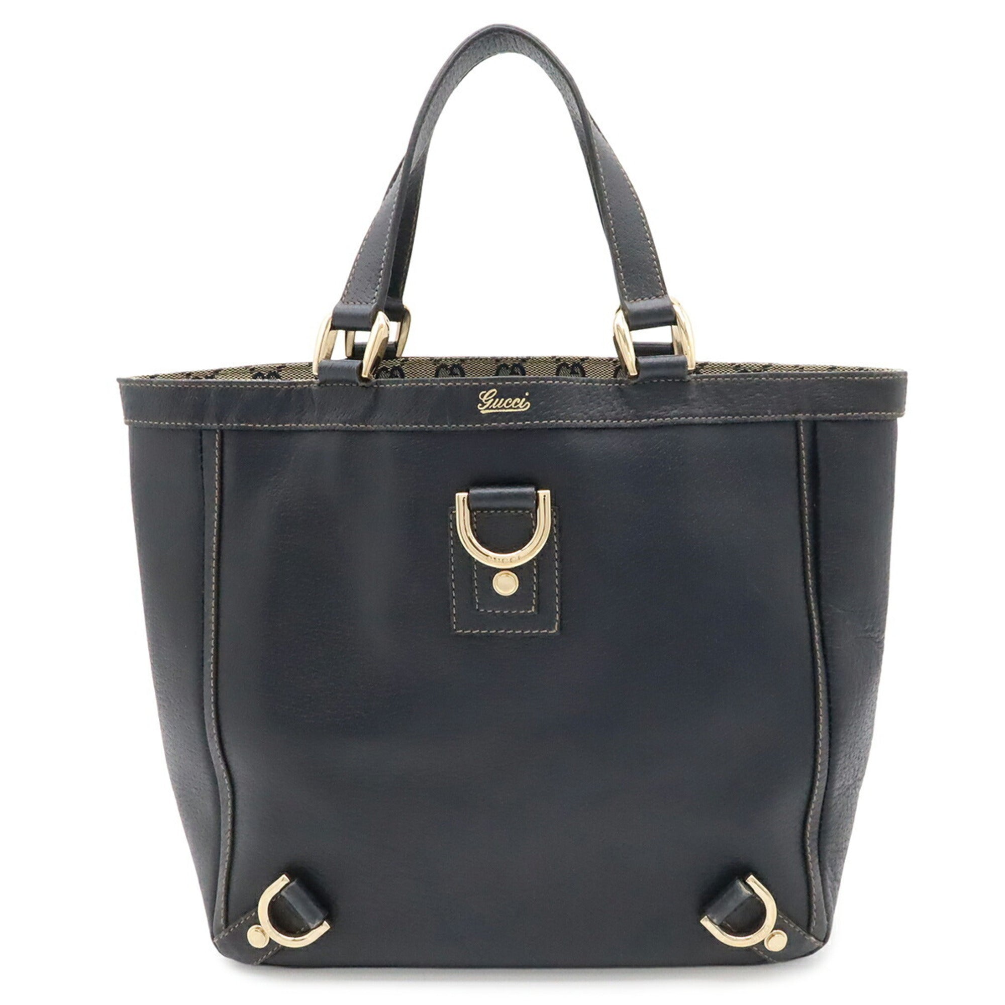 Gucci Navy Yellow Gg Canvas Handbag Tote Bag (Pre-Owned)