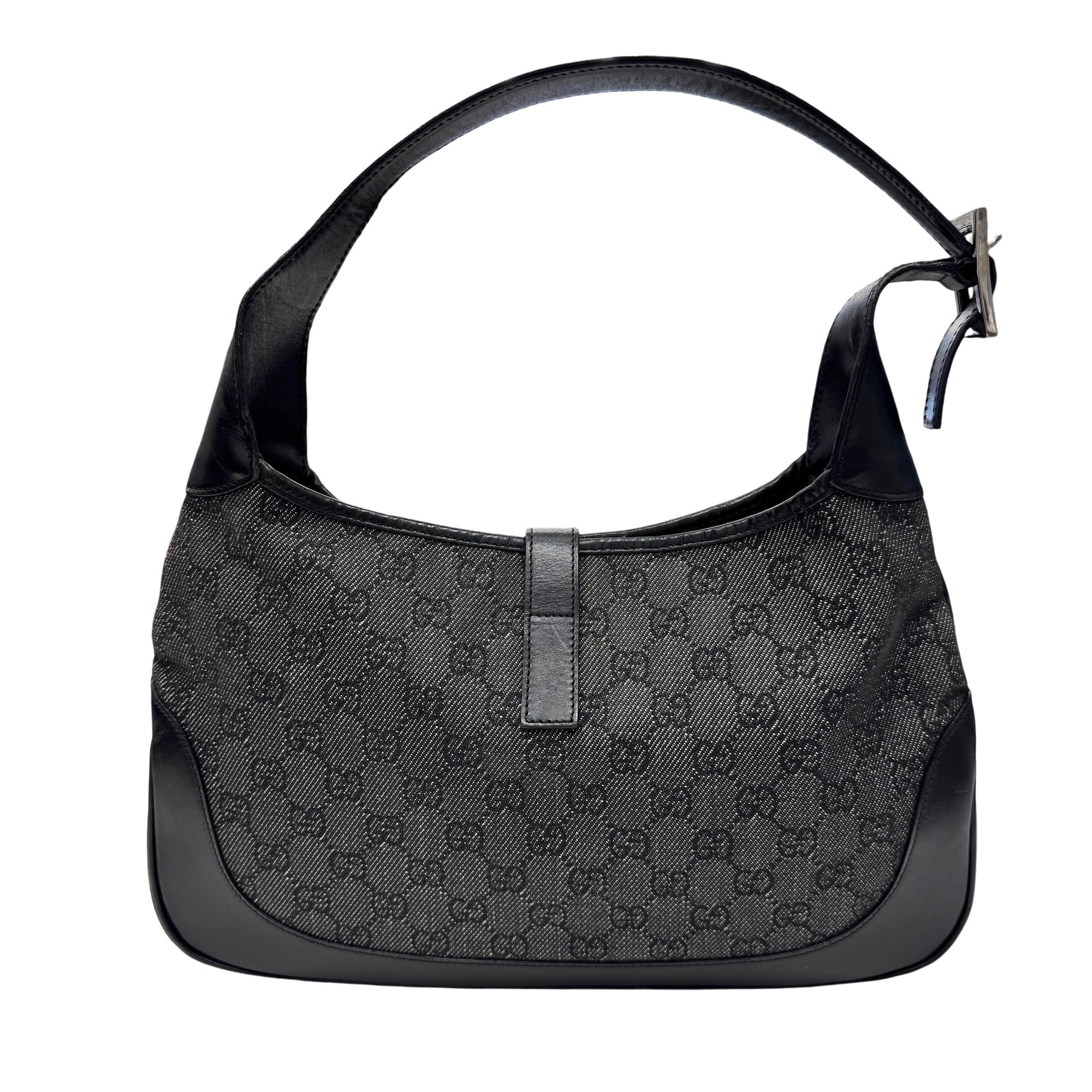 Gucci Black Canvas Leather Shoulder Bag (Pre-Owned)