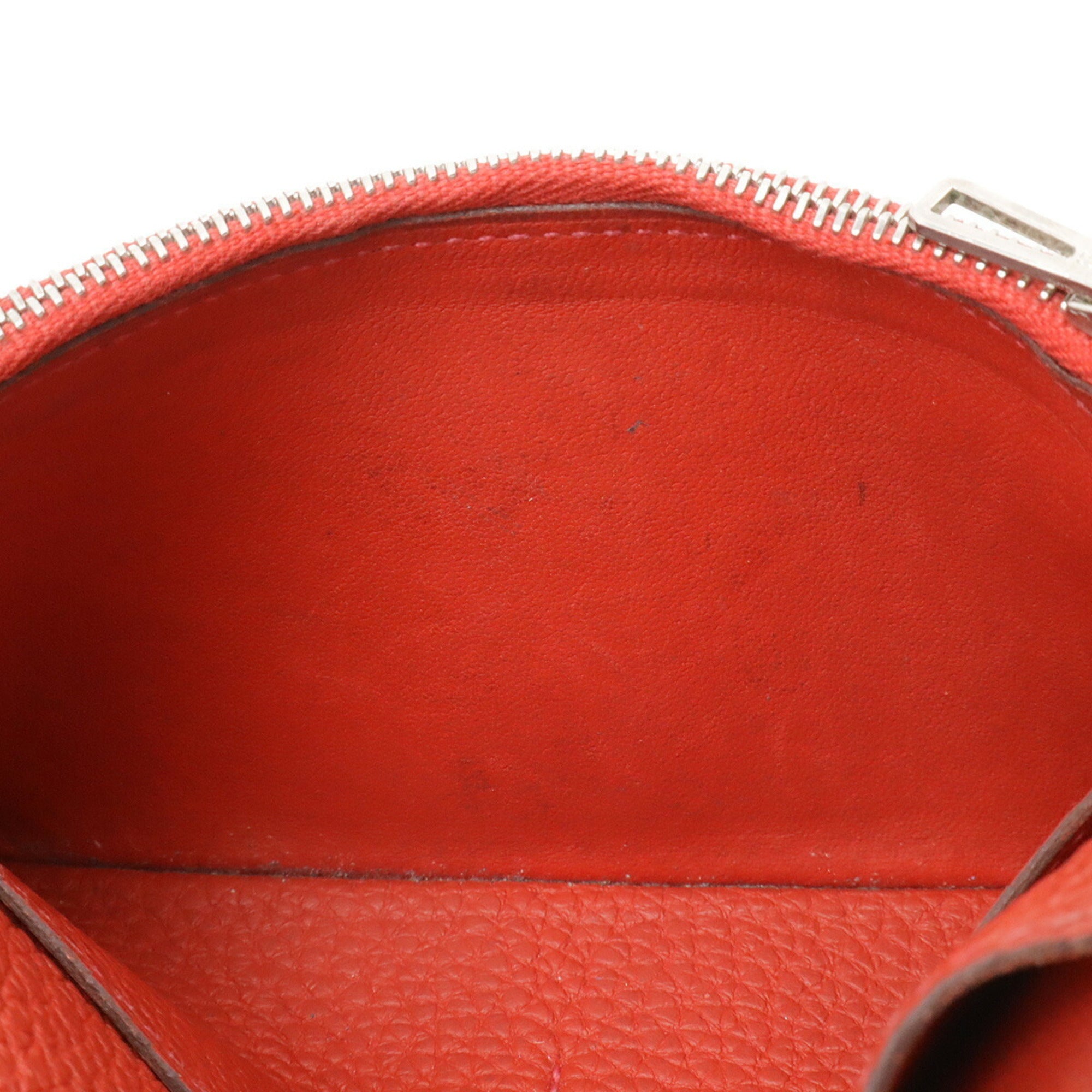 Hermes Red Color Red Brown Togo Leather Coin Purse/Coin Case (Pre-Owned)