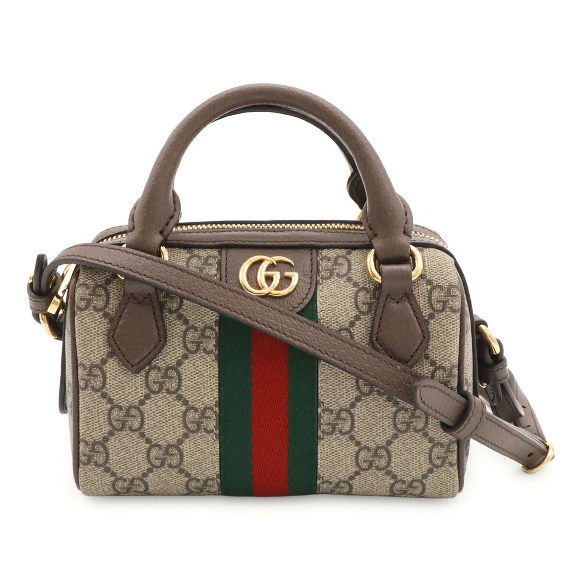 Gucci Beige Brown Green Gg Supreme Handbag Shoulder Bag (Pre-Owned)