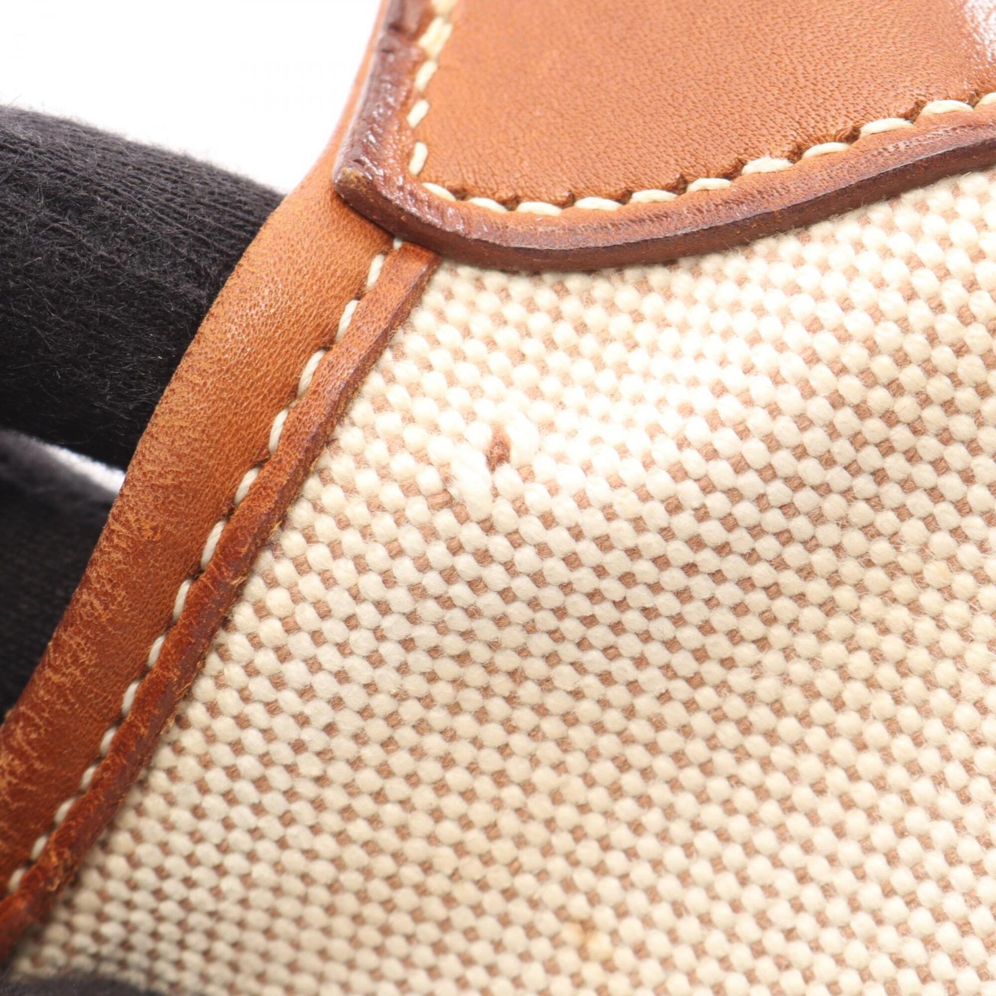Hermes Beige Brown Toile H Leather Handbag Shoulder Bag (Pre-Owned)