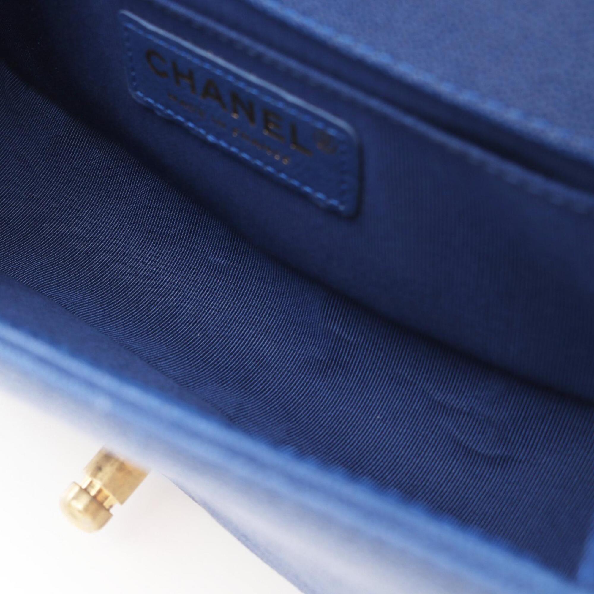 Chanel Blue Grained Calfskin Handbag Shoulder Bag (Pre-Owned)